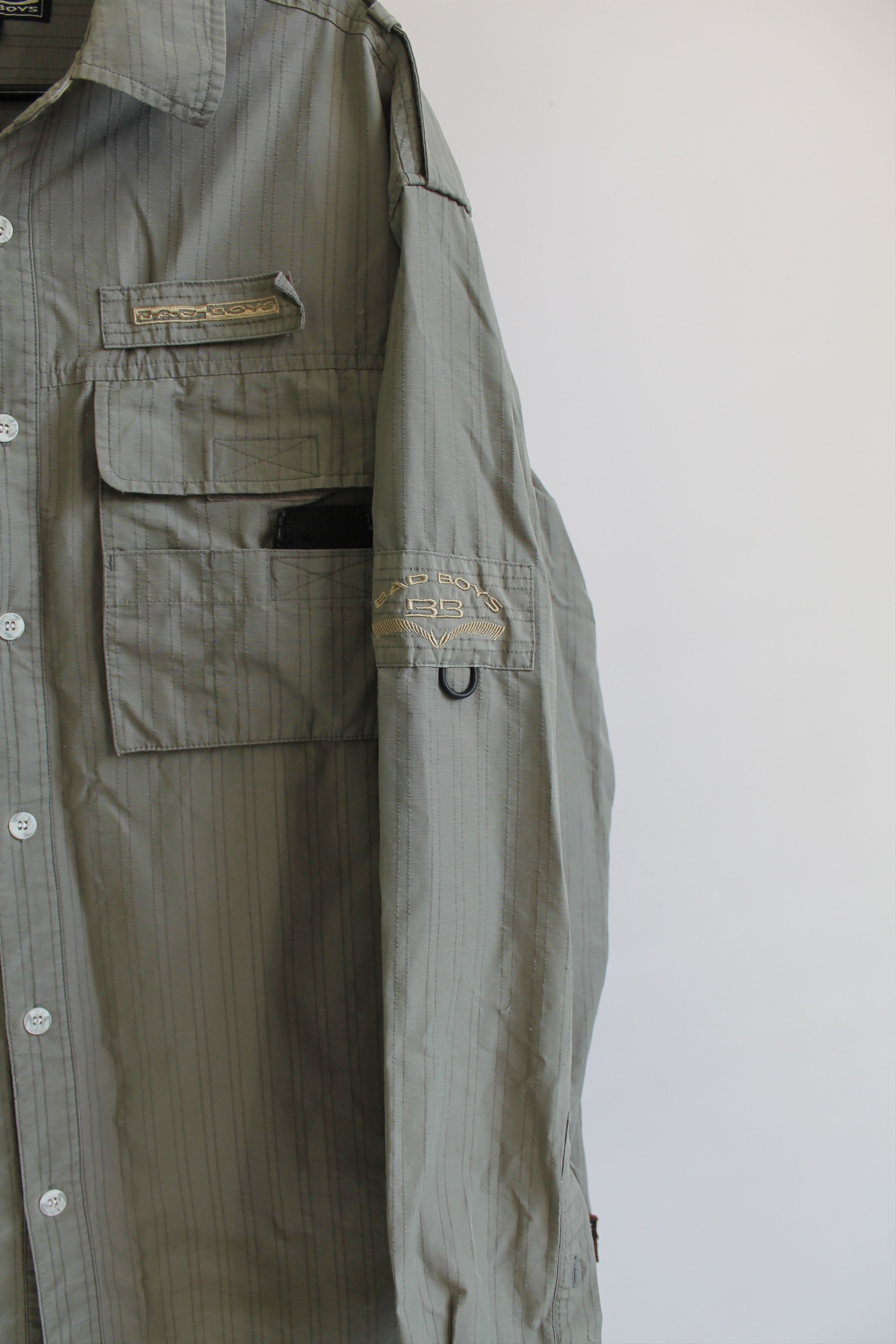 Japanese Brand Vintage Bad boys outdoor shirt olive green y2k Multi pockets Size US L / EU 52-54 / 3 - 2 Thumbnail