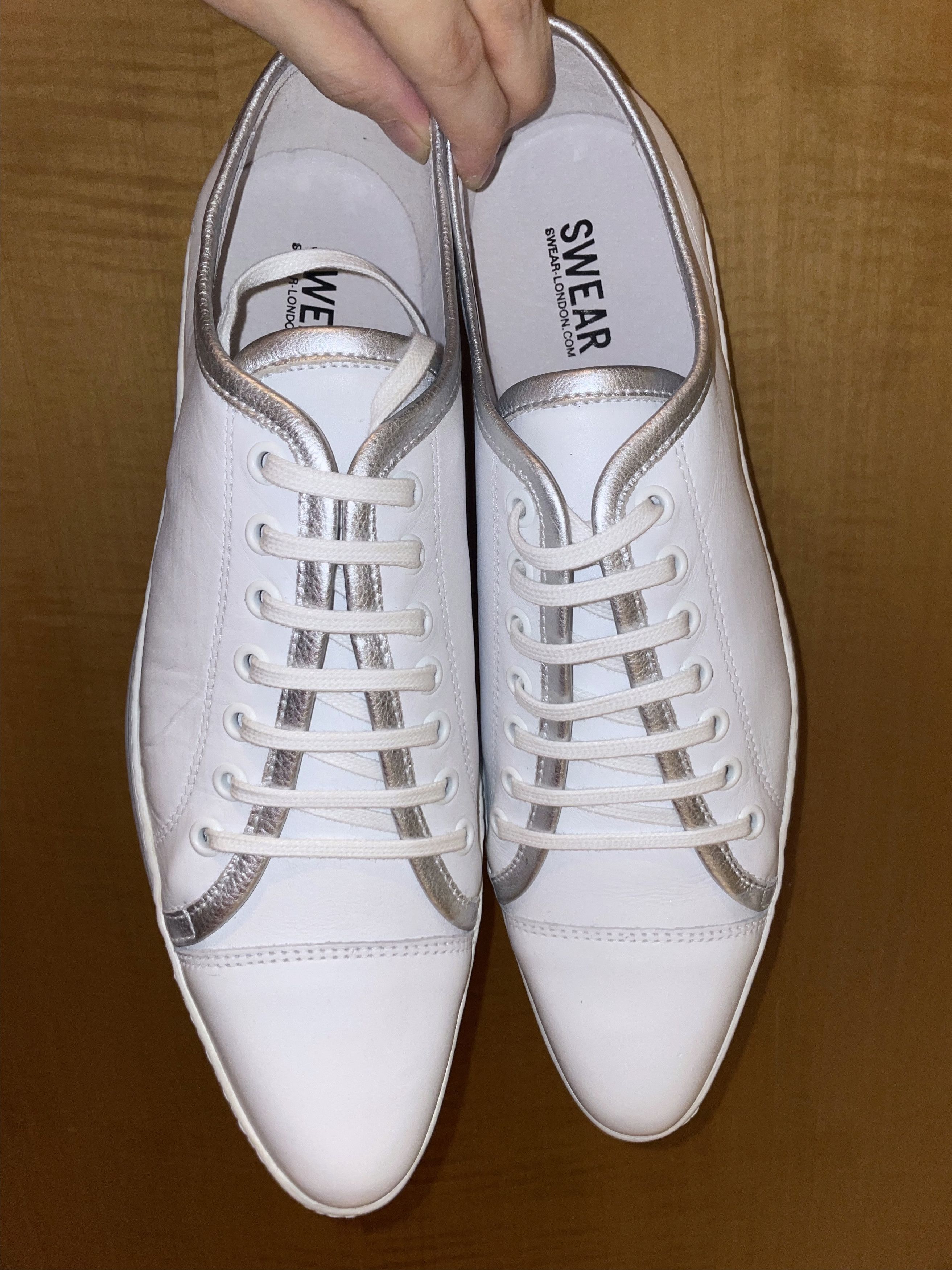 SWEAR London FINAL DROP SILVER LEATHER PIPING POINTED TOE SHOES Size US 11 / EU 44 - 2 Thumbnail