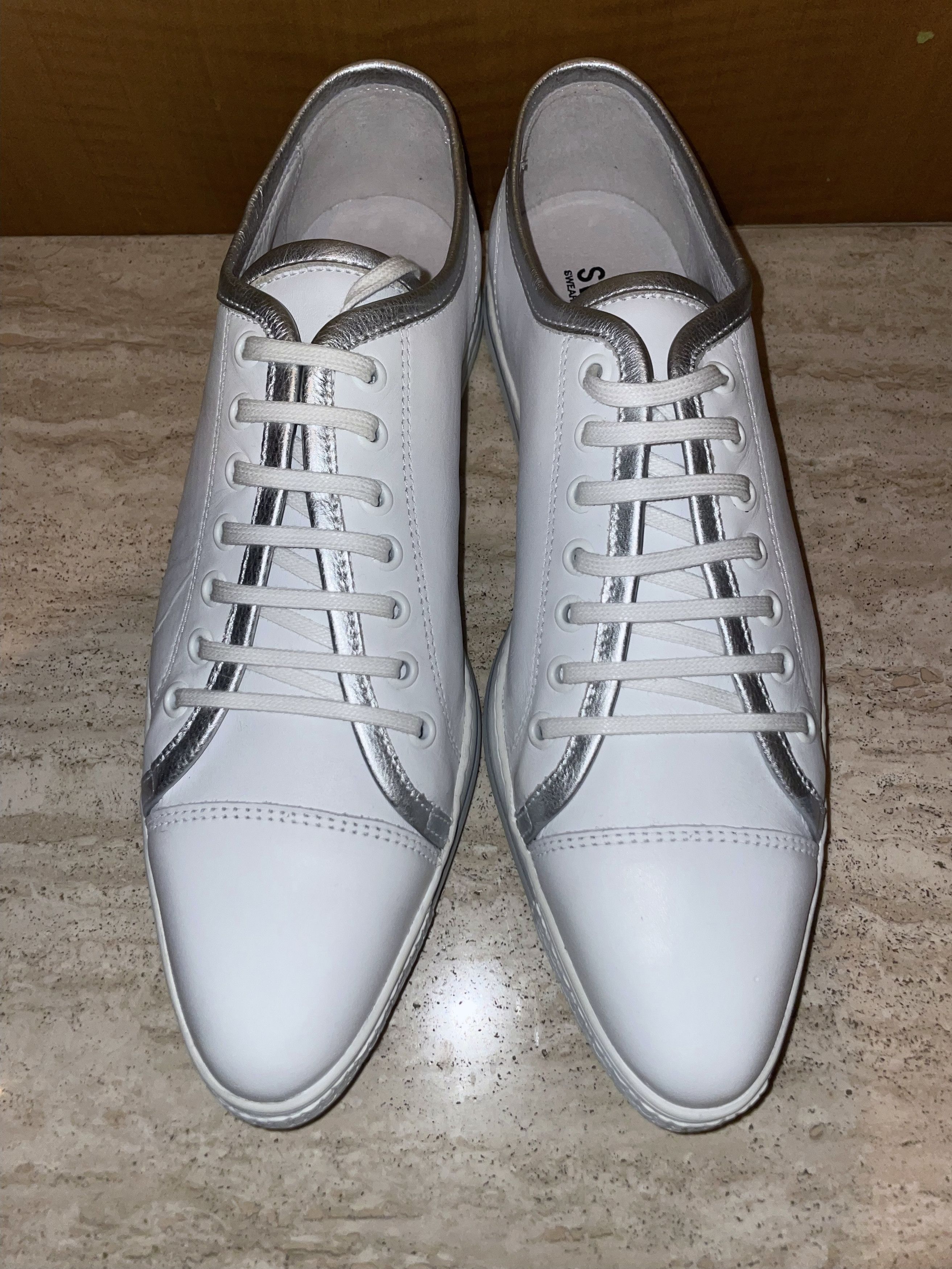 SWEAR London FINAL DROP SILVER LEATHER PIPING POINTED TOE SHOES Size US 11 / EU 44 - 4 Thumbnail