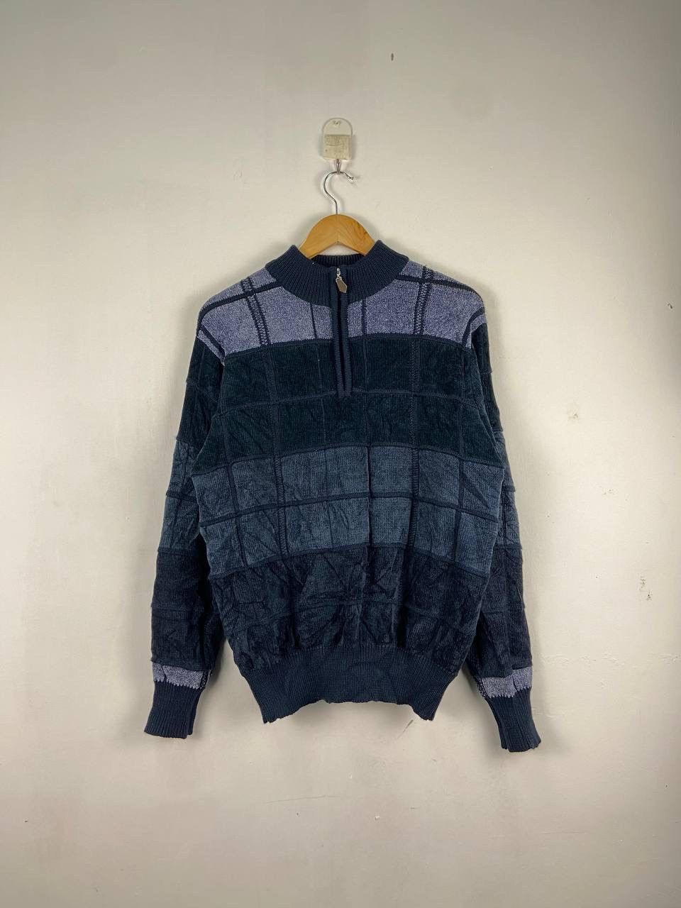 Aran Isles Knitwear × Vintage Vintage Pullover Half Zip Patchwork Knitwear Sweater Wool Size US M / EU 48-50 / 2 - 2 Thumbnail