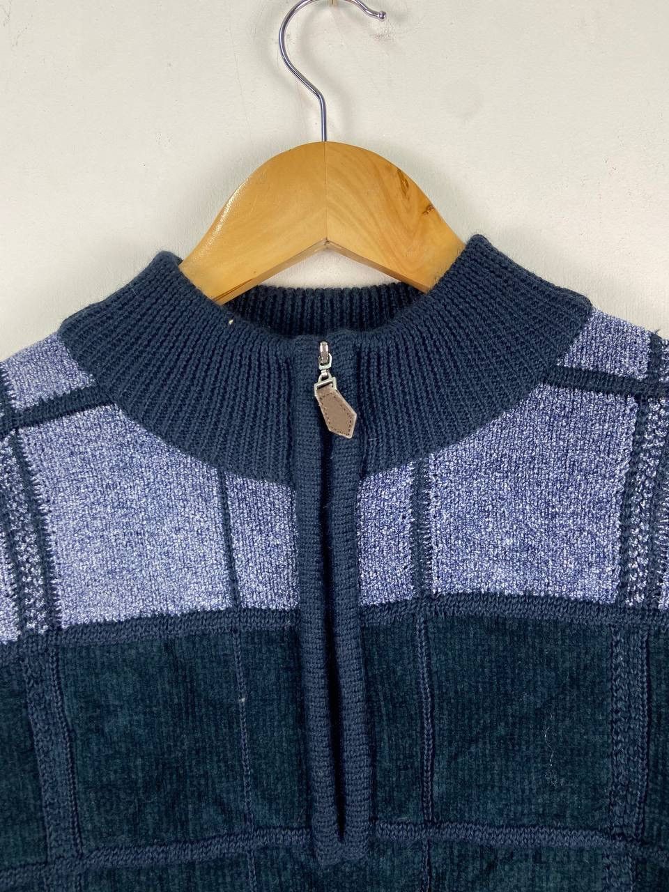 Aran Isles Knitwear × Vintage Vintage Pullover Half Zip Patchwork Knitwear Sweater Wool Size US M / EU 48-50 / 2 - 7 Thumbnail