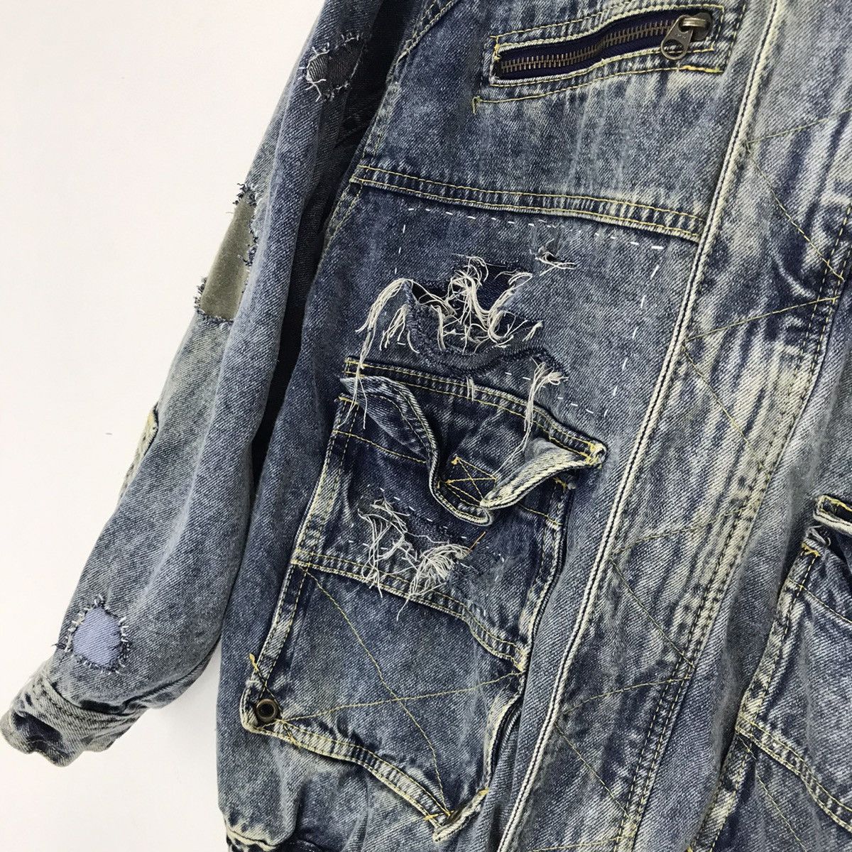 Japanese Brand × Vintage Vtg Cantwo japan distressed patchwork cargo denim jacket Size US XL / EU 56 / 4 - 5 Thumbnail