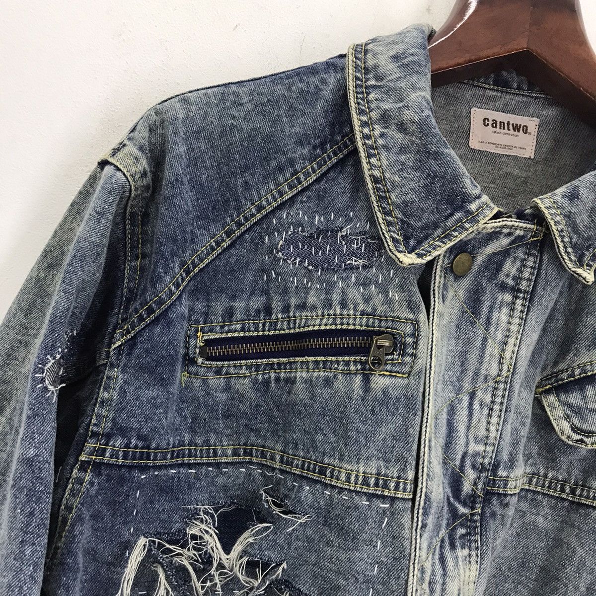 Japanese Brand × Vintage Vtg Cantwo japan distressed patchwork cargo denim jacket Size US XL / EU 56 / 4 - 6 Thumbnail