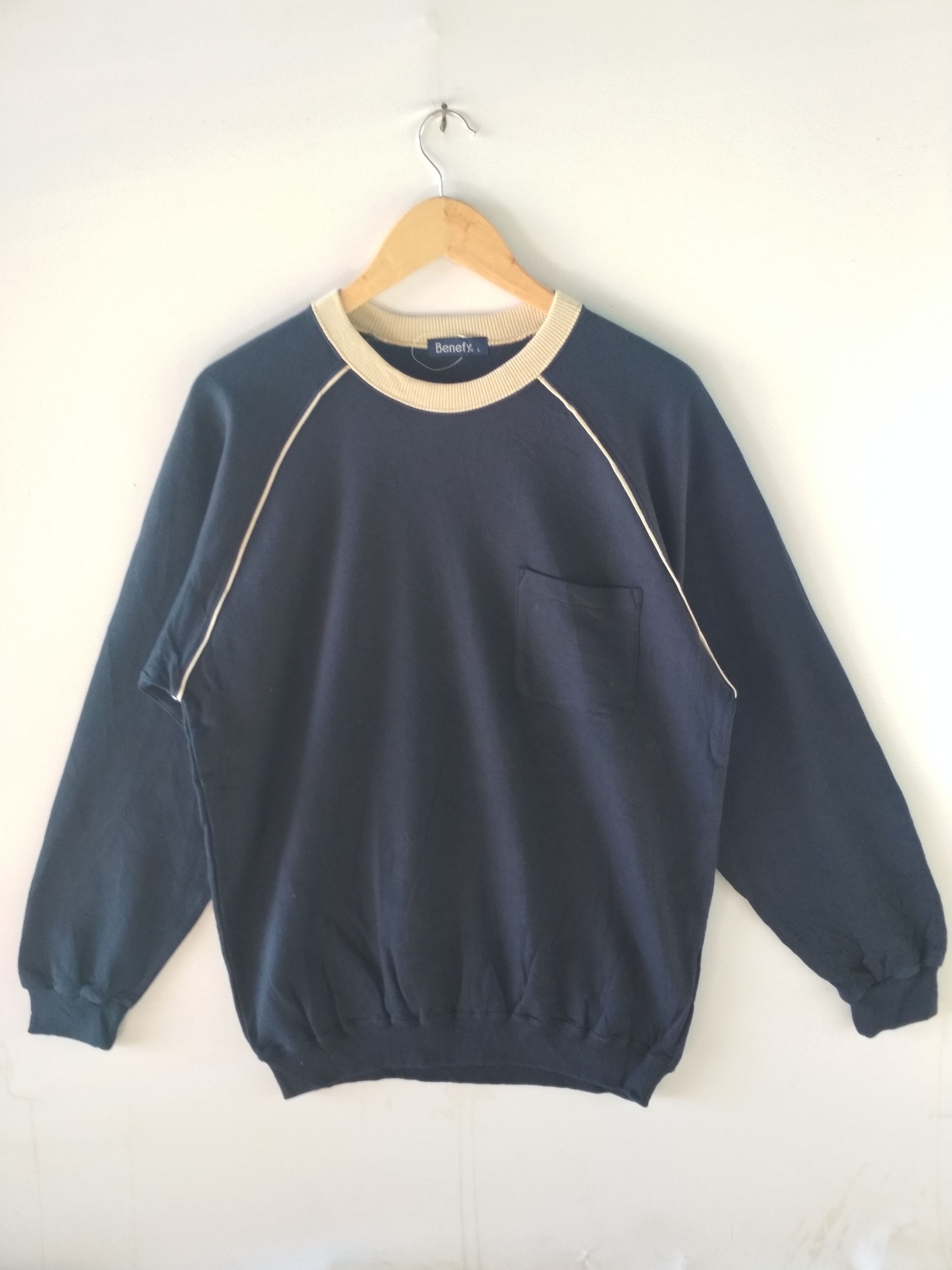 image of Designer Benefy Crewneck Single Pocket Sweatshirt, Men's (Size Large)