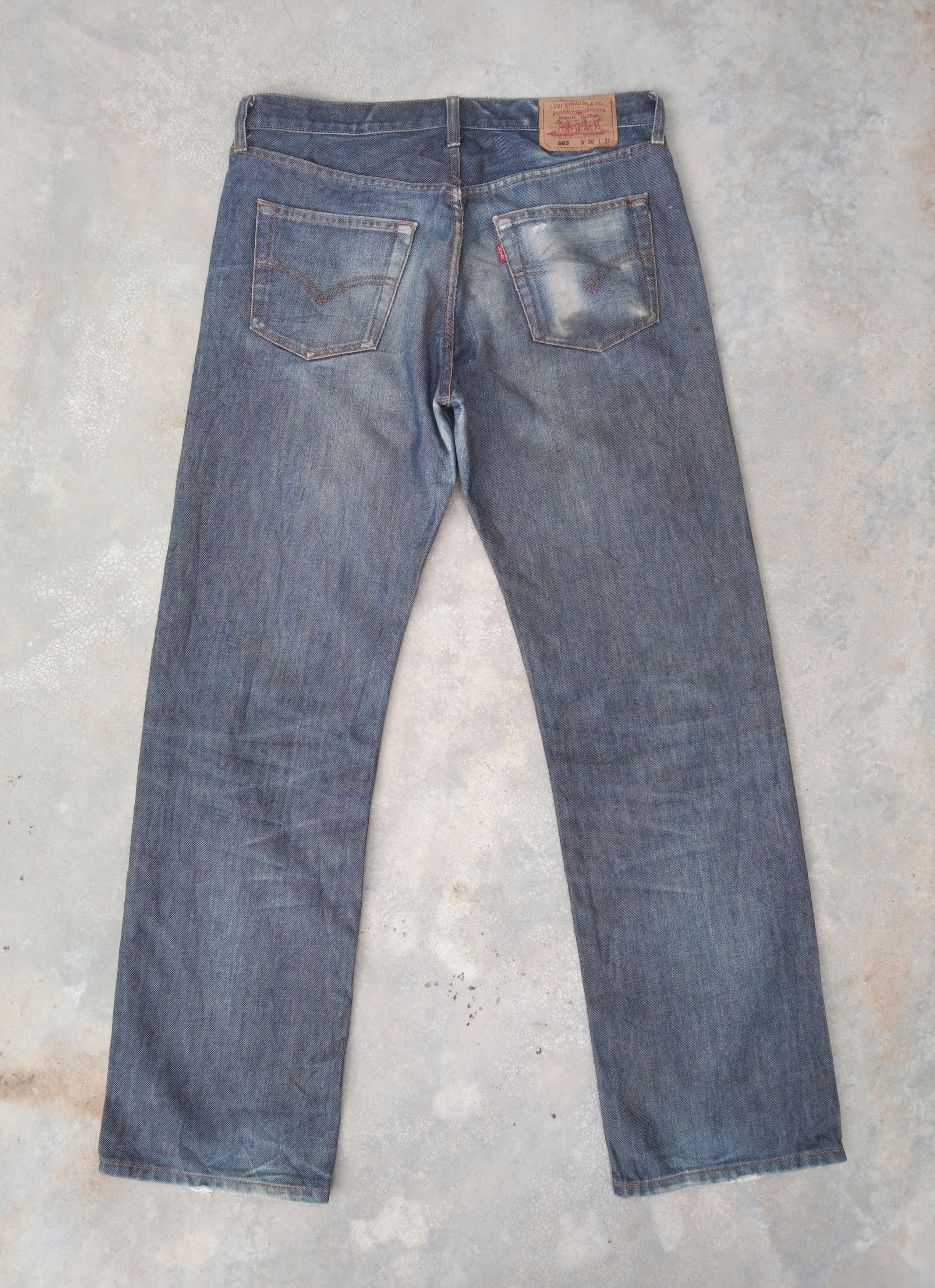 Jean × Levi's × Vintage Vintage Levis 503 Straight Leg Distressed Jeans 36x32 Size US 36 / EU 52 - 2 Thumbnail