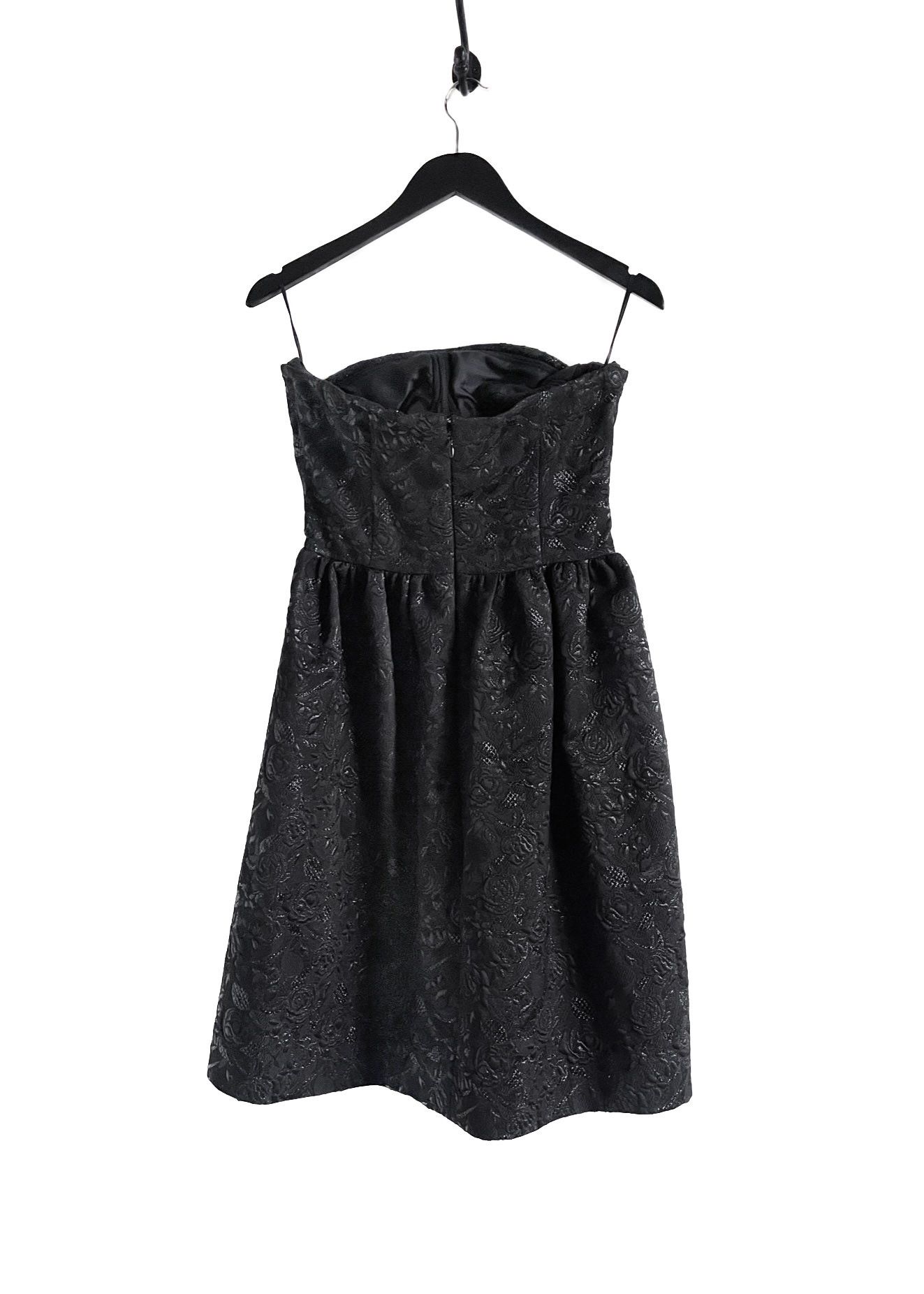 Prada Prada 2010 Black Floral Jacquard Strapless Bustier Dress Size L / US 10 / IT 46 - 4 Thumbnail