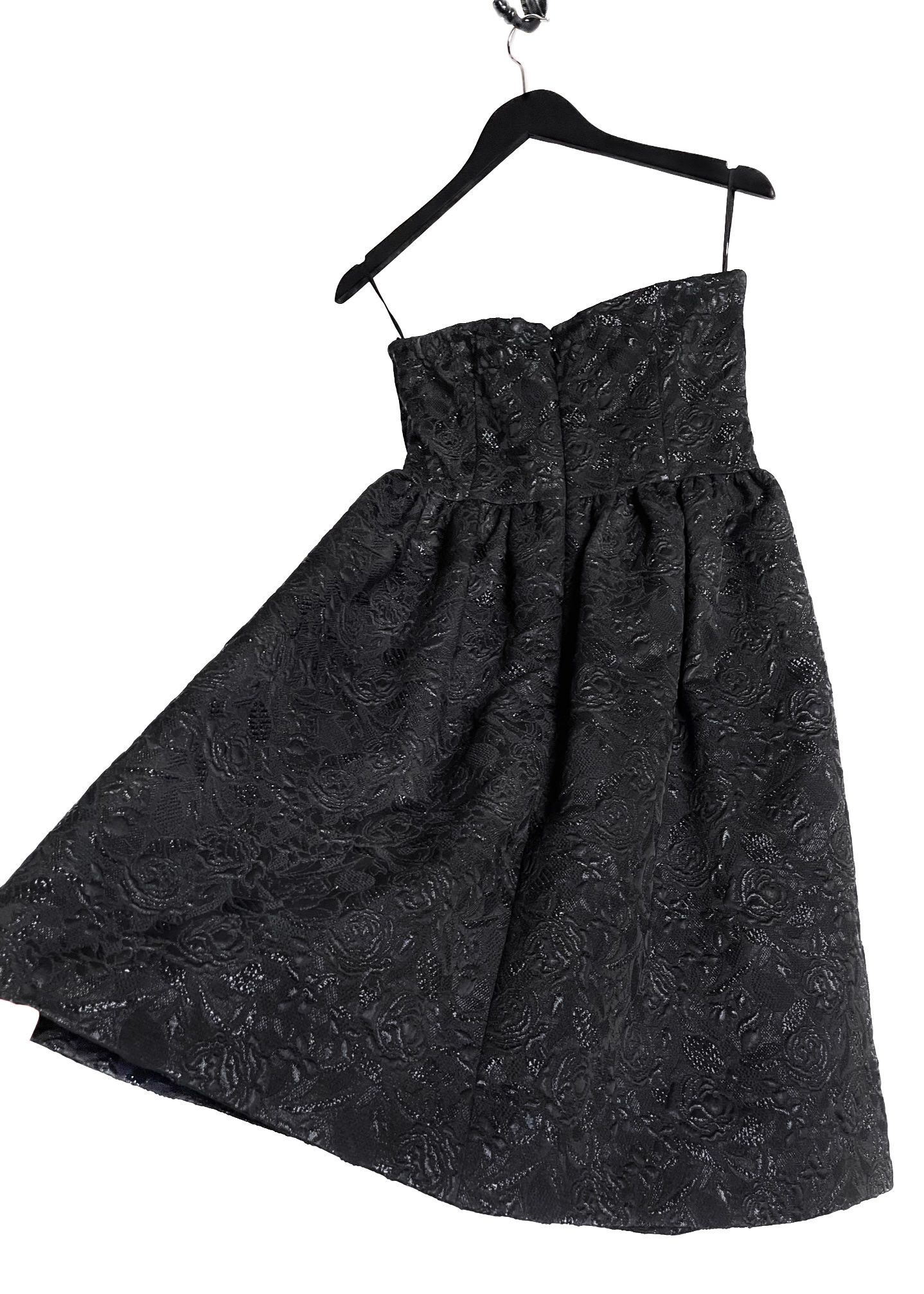Prada Prada 2010 Black Floral Jacquard Strapless Bustier Dress Size L / US 10 / IT 46 - 6 Thumbnail