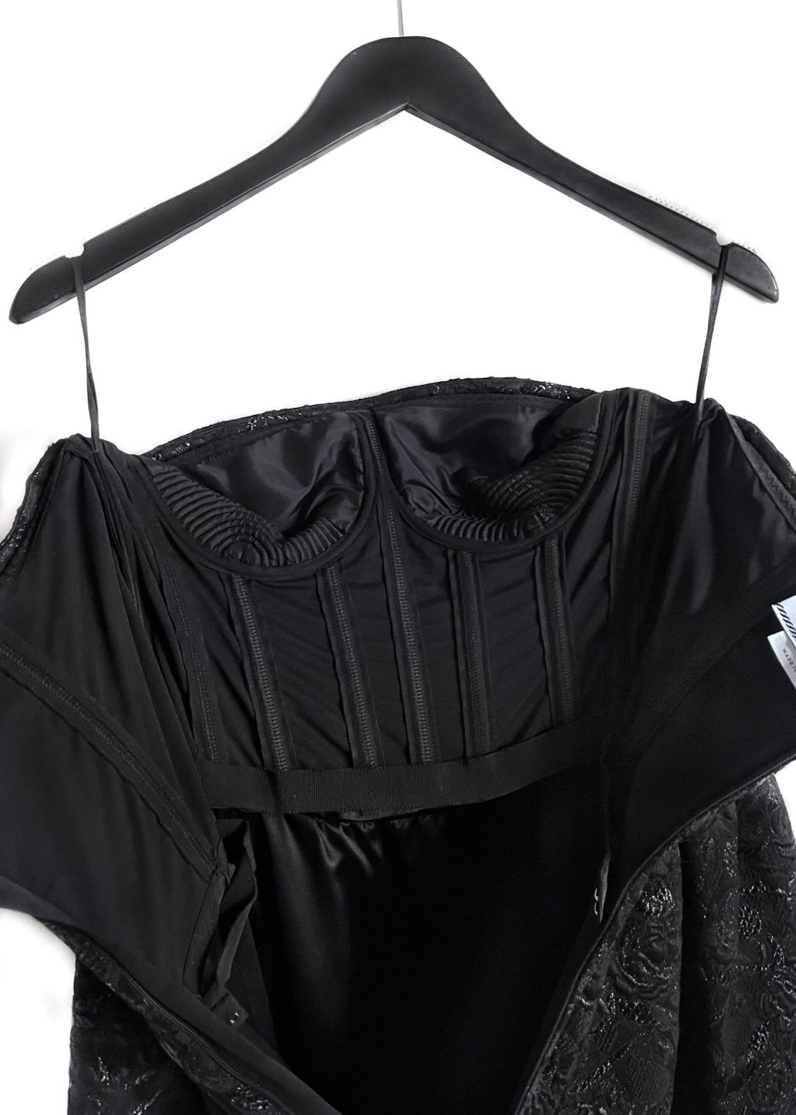 Prada Prada 2010 Black Floral Jacquard Strapless Bustier Dress Size L / US 10 / IT 46 - 7 Thumbnail