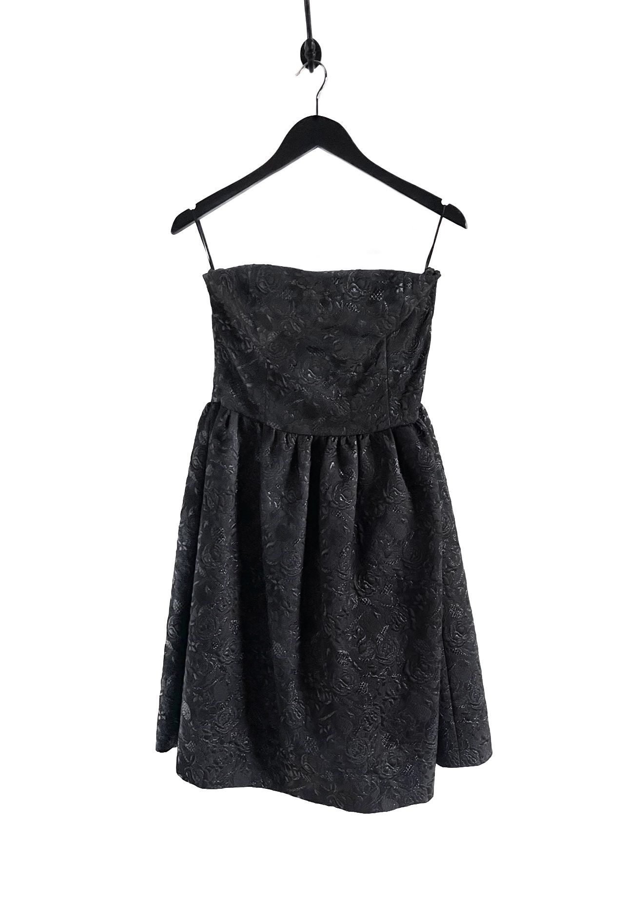 Prada Prada 2010 Black Floral Jacquard Strapless Bustier Dress Size L / US 10 / IT 46 - 1 Thumbnail