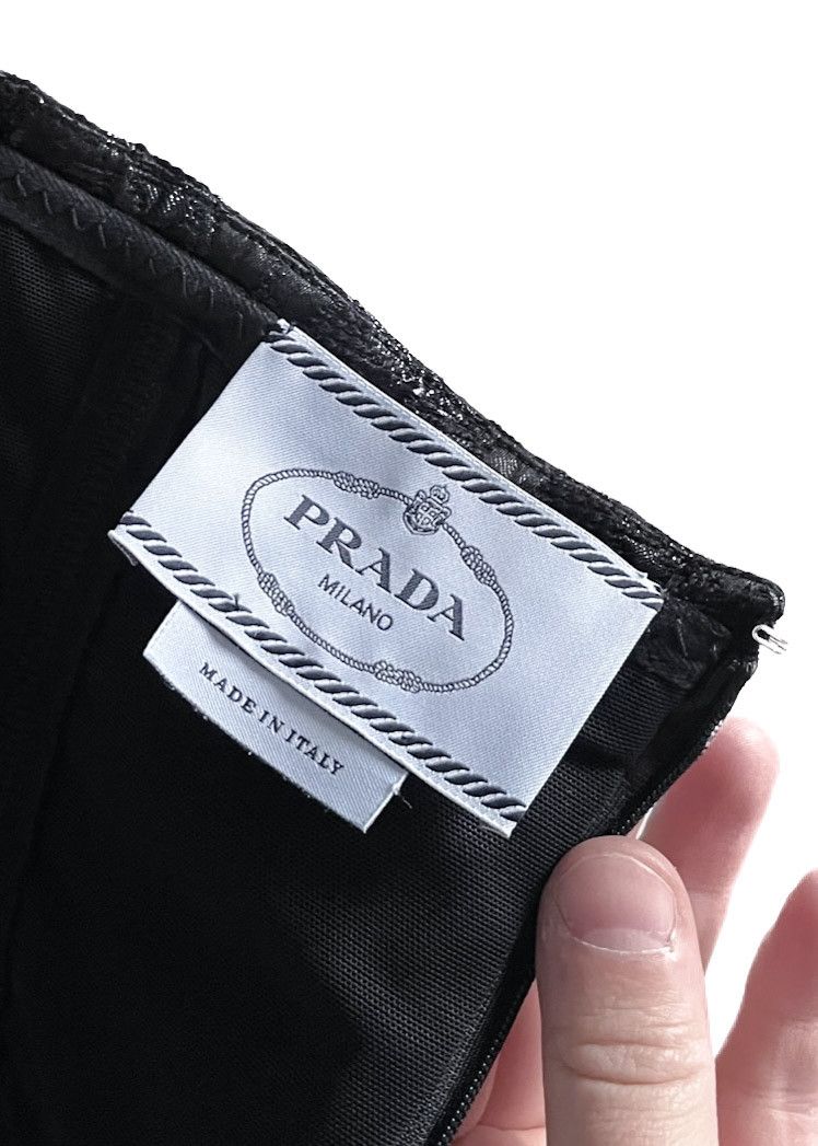 Prada Prada 2010 Black Floral Jacquard Strapless Bustier Dress Size L / US 10 / IT 46 - 8 Thumbnail