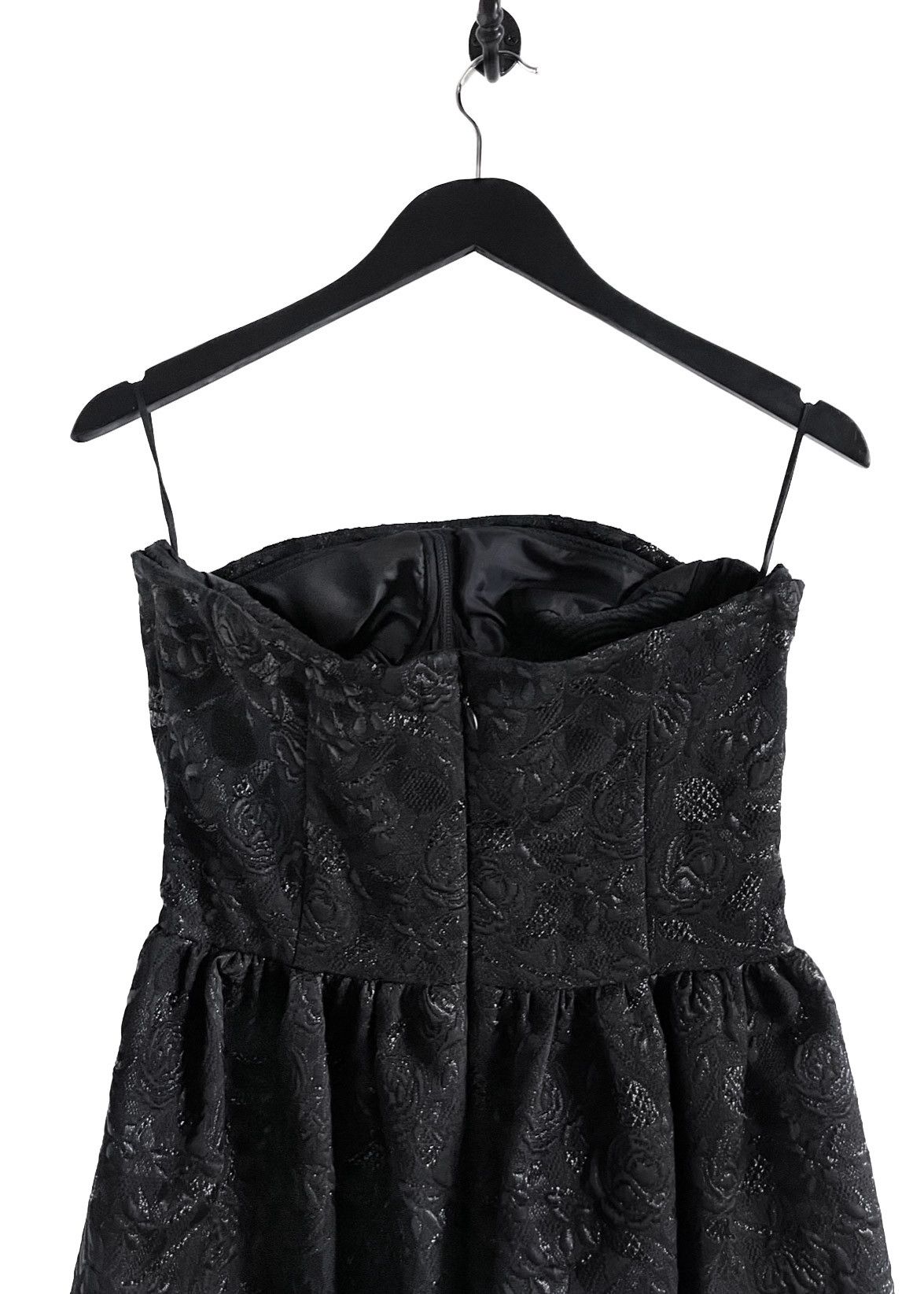 Prada Prada 2010 Black Floral Jacquard Strapless Bustier Dress Size L / US 10 / IT 46 - 5 Thumbnail