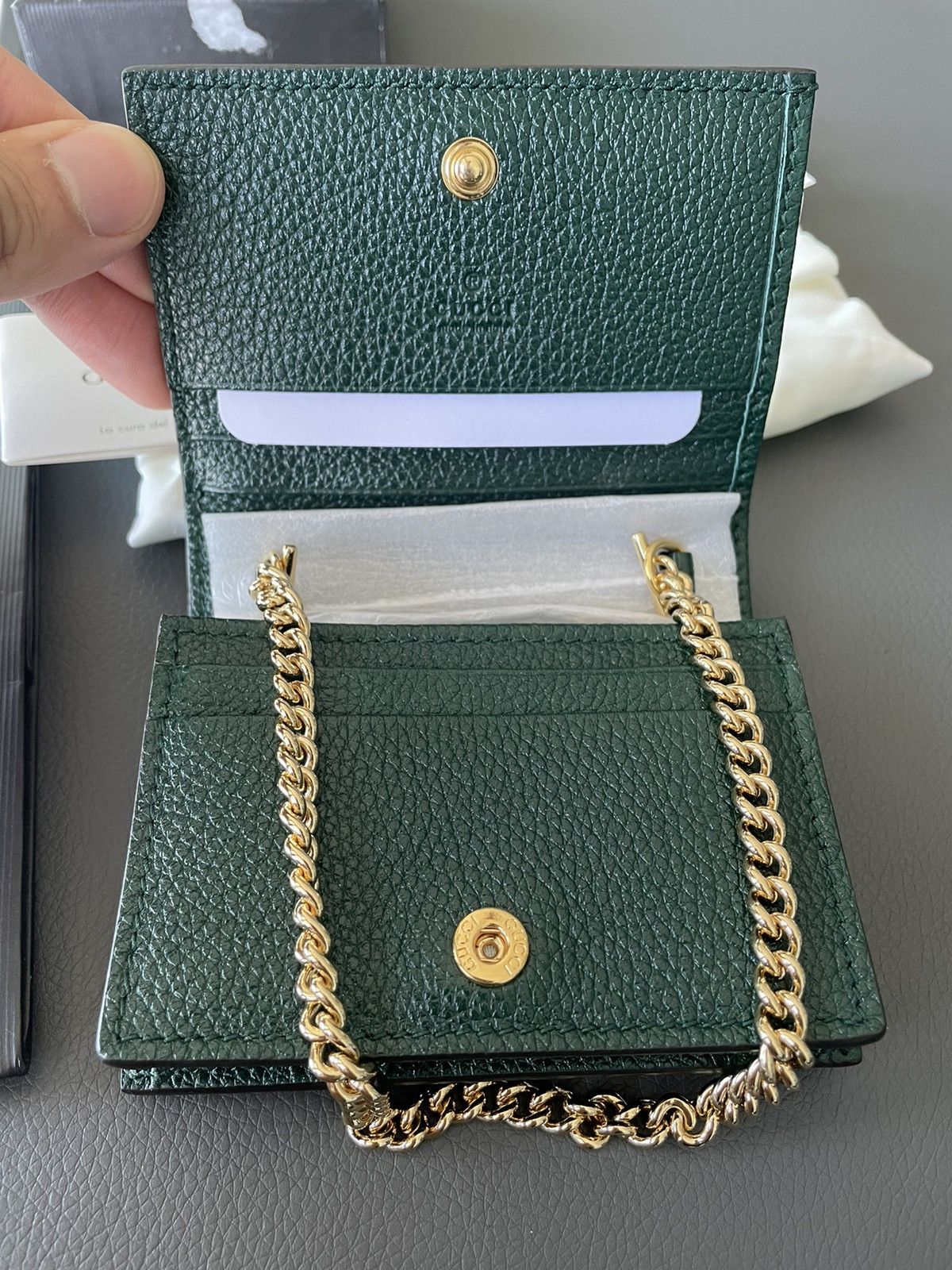 Gucci Limited Edition Brand New GG Logo Gucci Leather Chain Wallet Size ONE SIZE - 15 Thumbnail