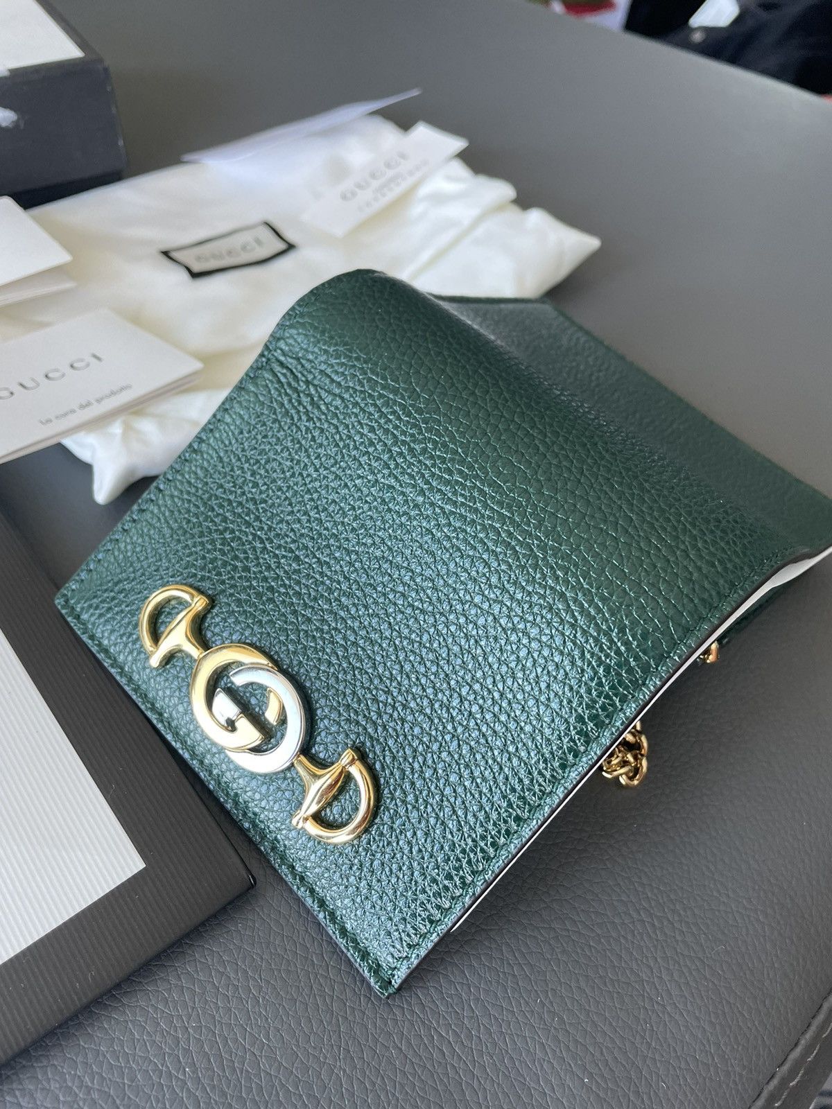 Gucci Limited Edition Brand New GG Logo Gucci Leather Chain Wallet Size ONE SIZE - 14 Thumbnail