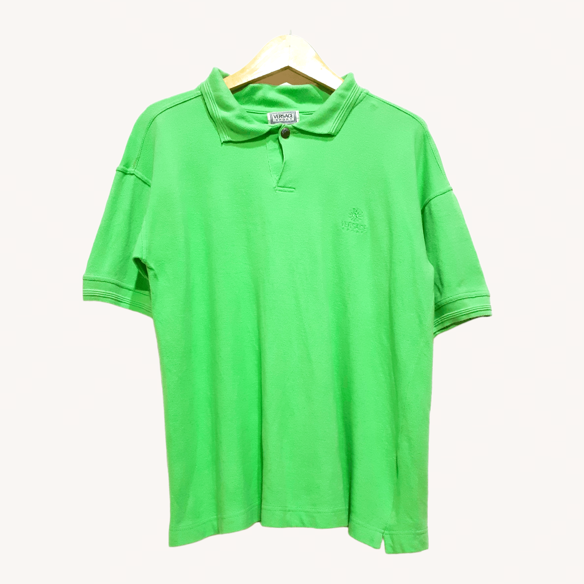 Vintage Versace Sport Polo Shirt Neon Green size 46 Boxy