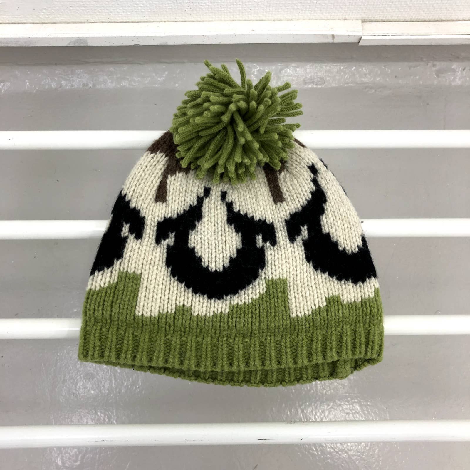 image of True Religion Lambswool Beanie in Green, Men's
