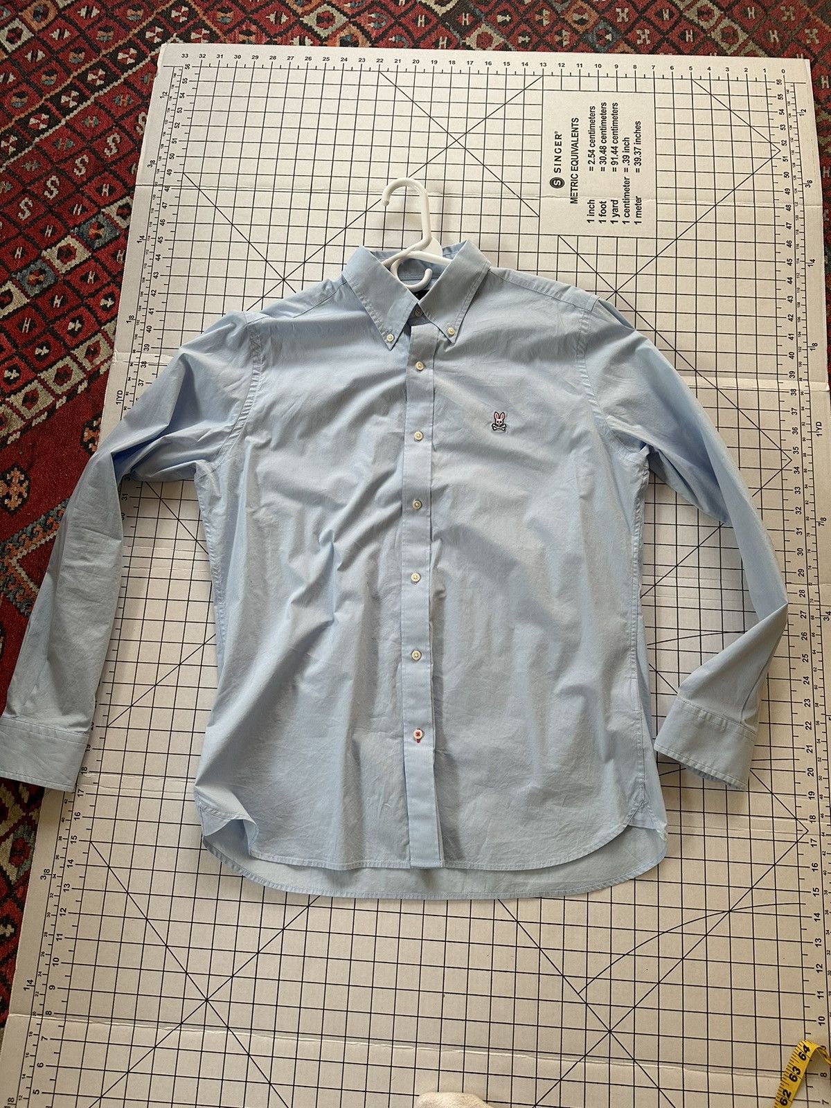 image of Psycho Bunny Blue Button Up Logo Embroidery in Light Blue, Men's (Size Medium)