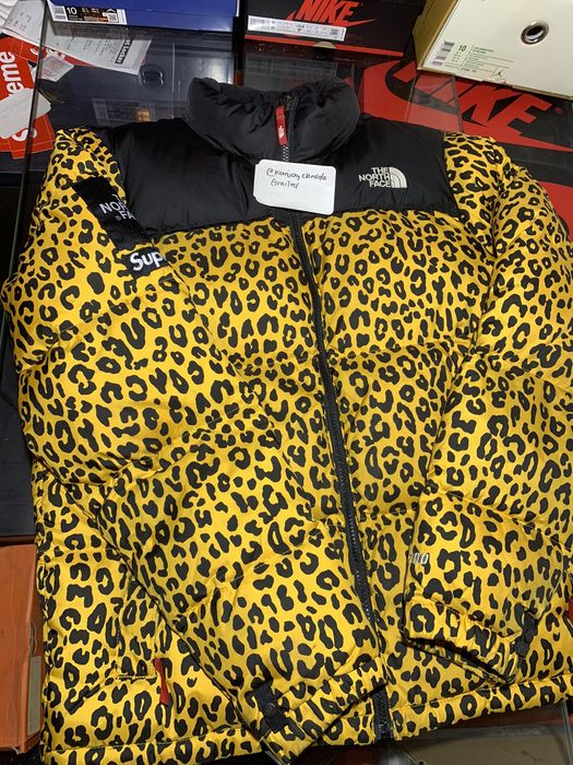 Supreme tnf outlet leopard nuptse jacket