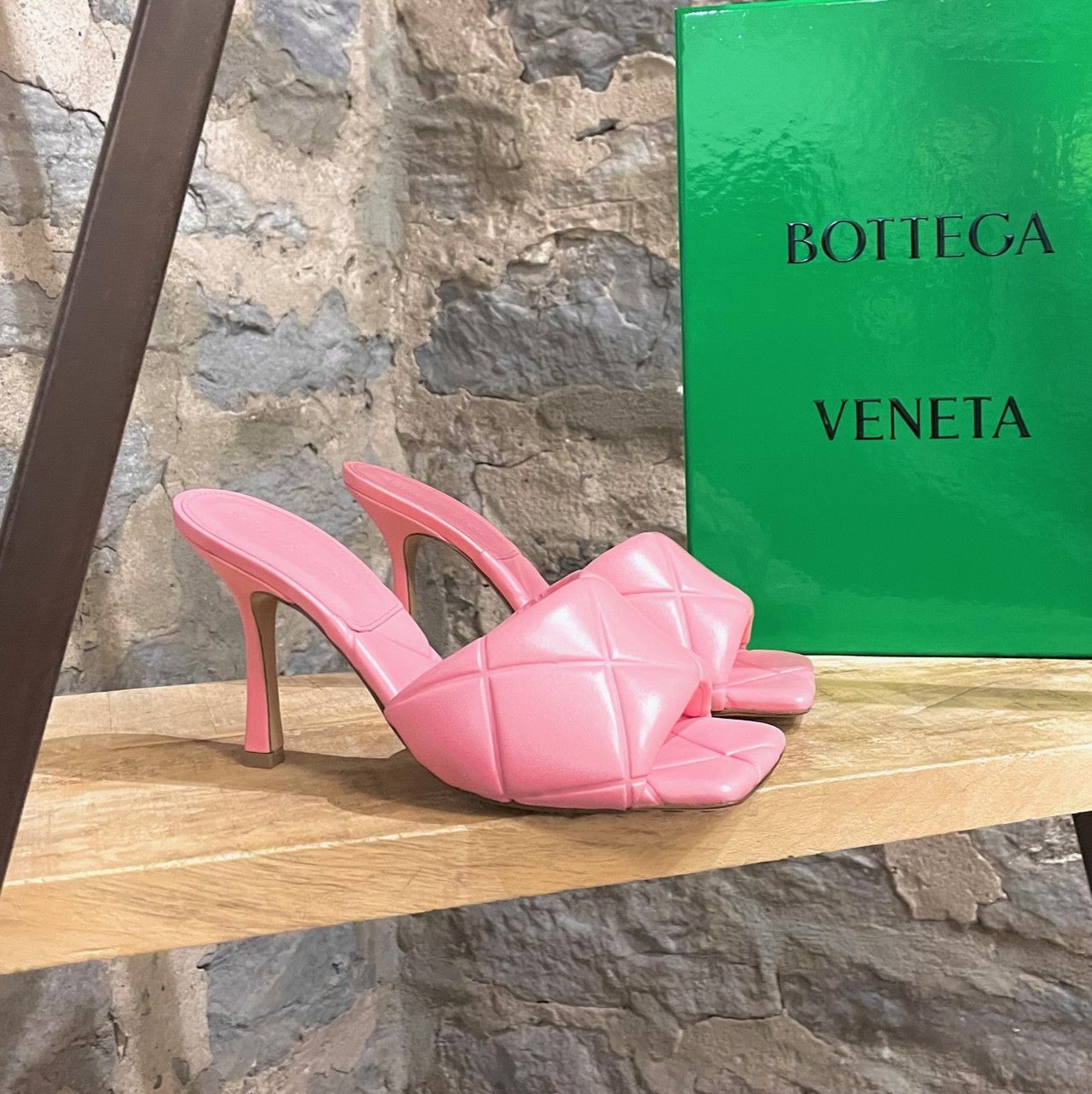 Bottega Veneta Bottega Veneta Pink Leather The Rubber Lido Heeled Sandals Size US 8 / IT 38 - 1 Thumbnail