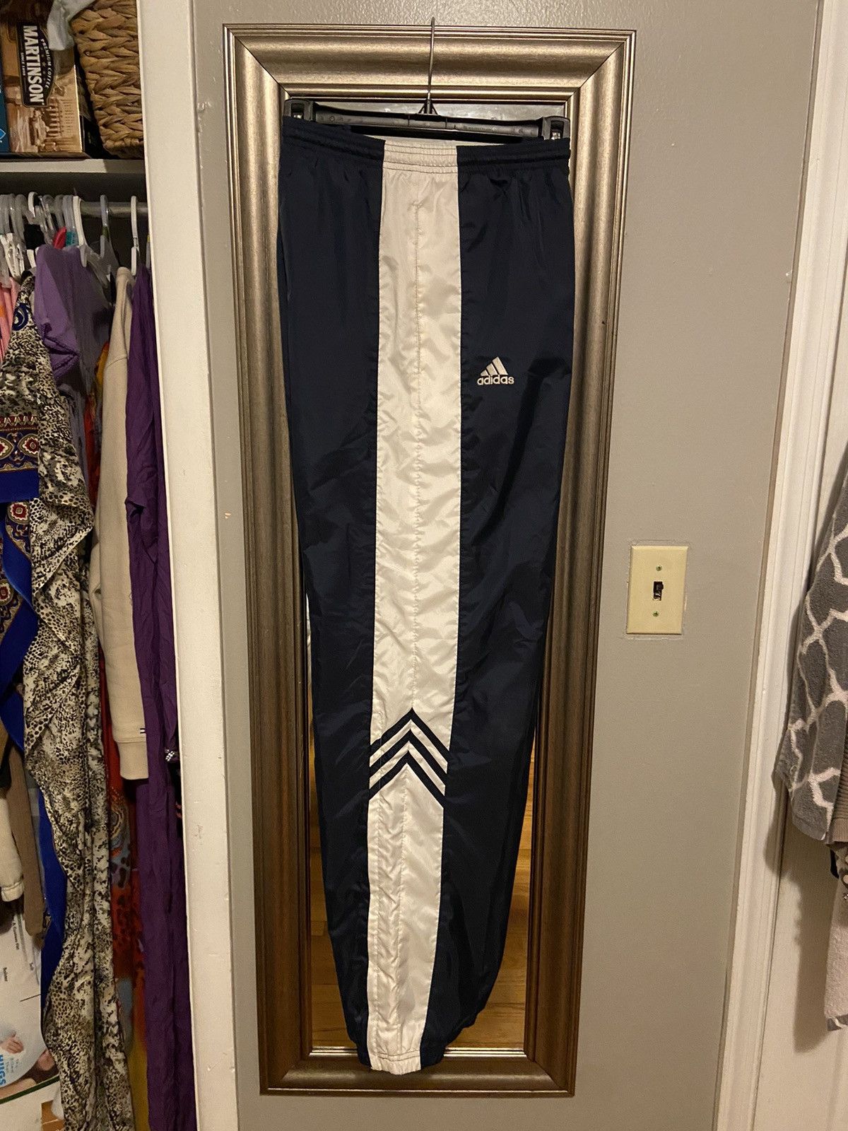 Adidas Vintage Navy Blue/White Adidas Track Pants Size US 36 / EU 52 - 1 Thumbnail