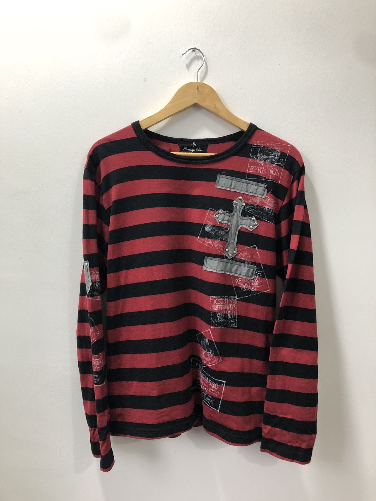 Japanese Brand Berning-Sho Studded Cross Patch Style Poem Printed Size US M / EU 48-50 / 2 - 2 Thumbnail