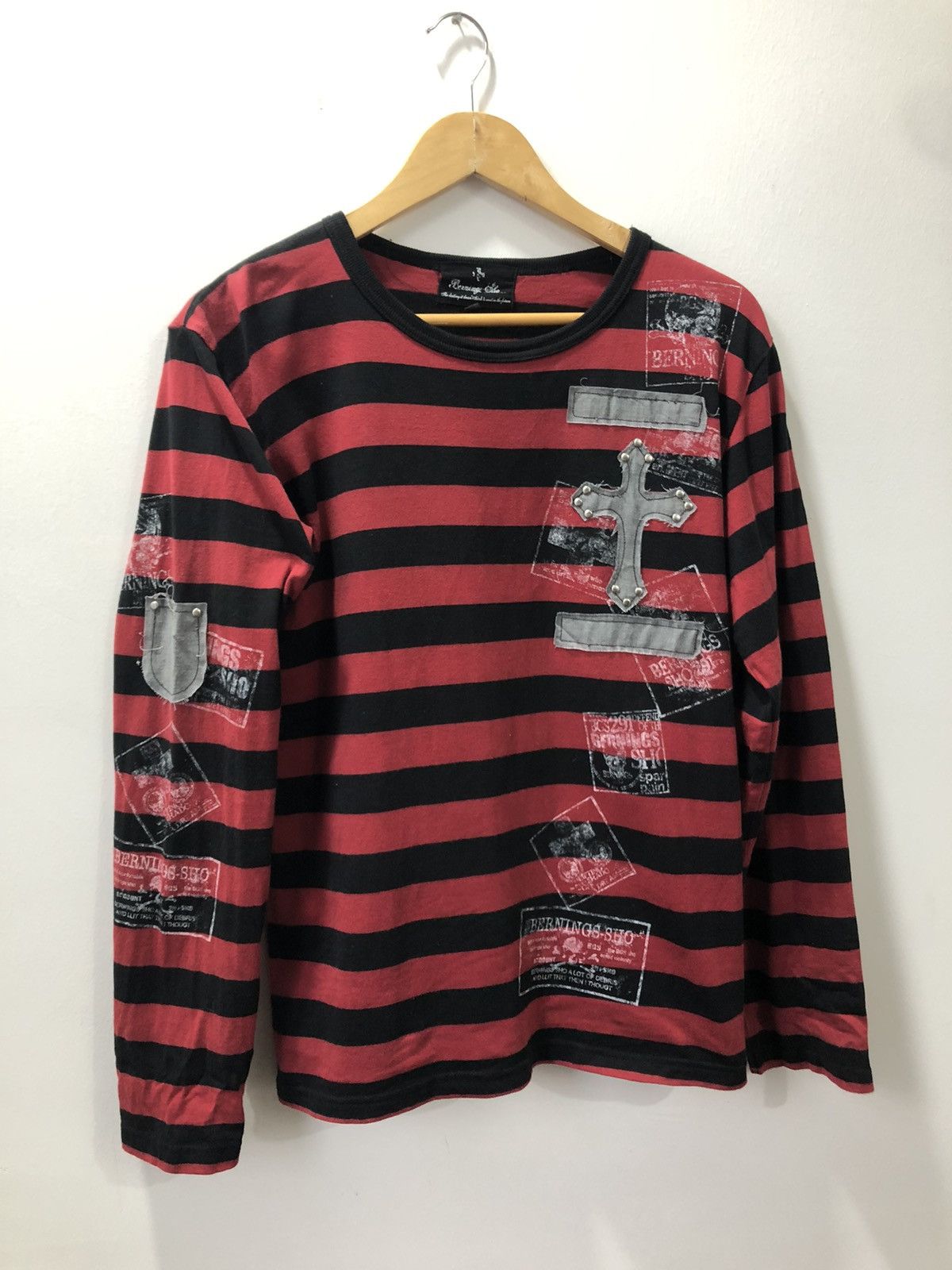 Japanese Brand Berning-Sho Studded Cross Patch Style Poem Printed Size US M / EU 48-50 / 2 - 9 Thumbnail