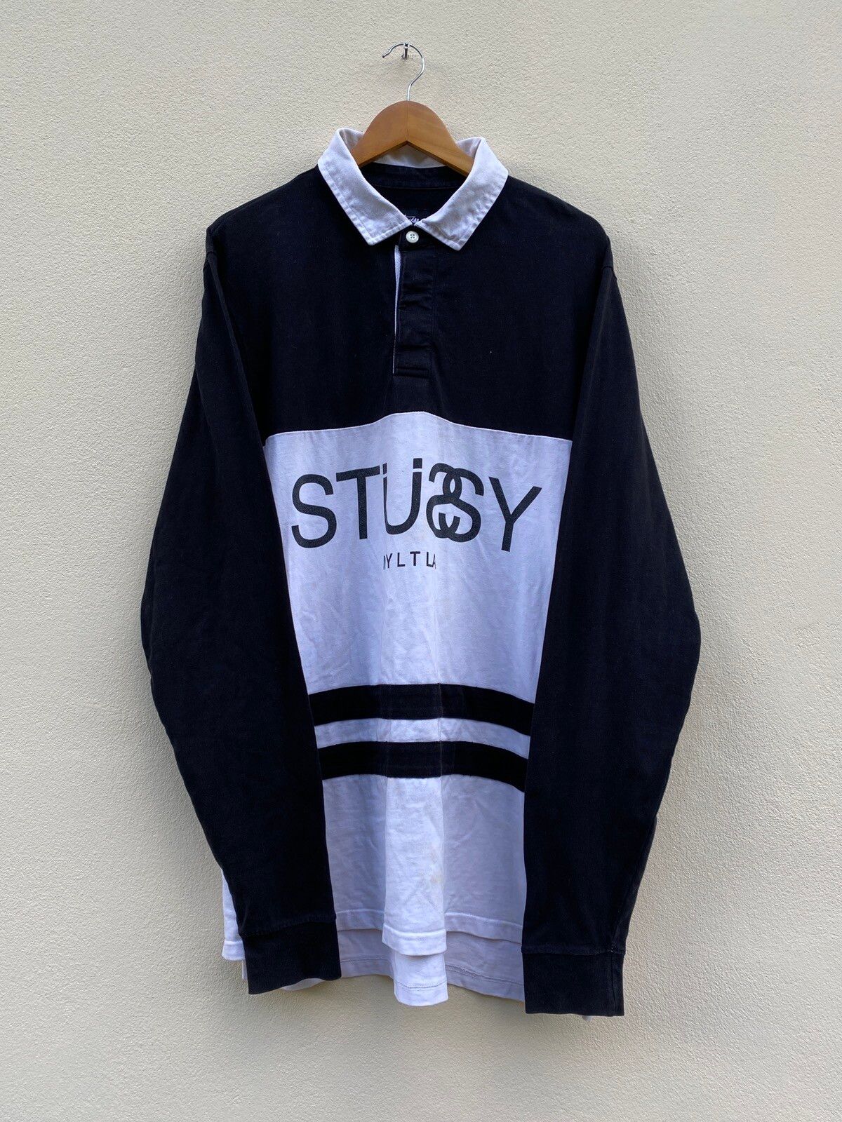 Pre-owned Stussy X Vintage 90's Stussy Spellout Longsleeve Multicolours Shirts In Black White