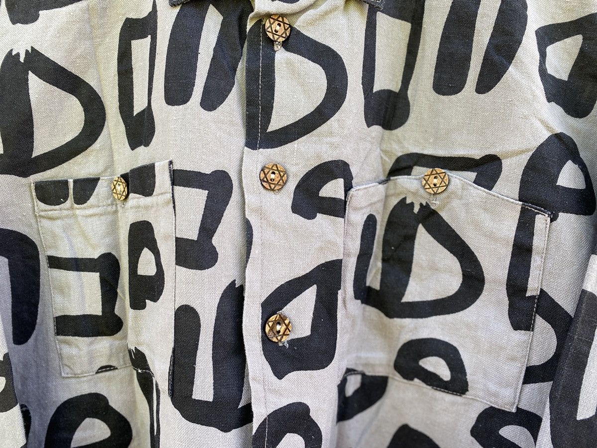 Other Vintage 90s Rare Checkered Art Print Wood Buttons Shirt Size US L / EU 52-54 / 3 - 4 Thumbnail