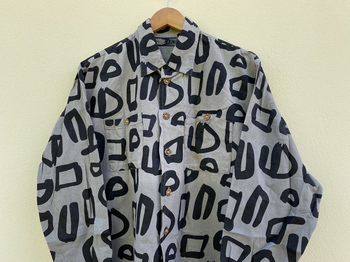 Other Vintage 90s Rare Checkered Art Print Wood Buttons Shirt Size US L / EU 52-54 / 3 - 2 Thumbnail