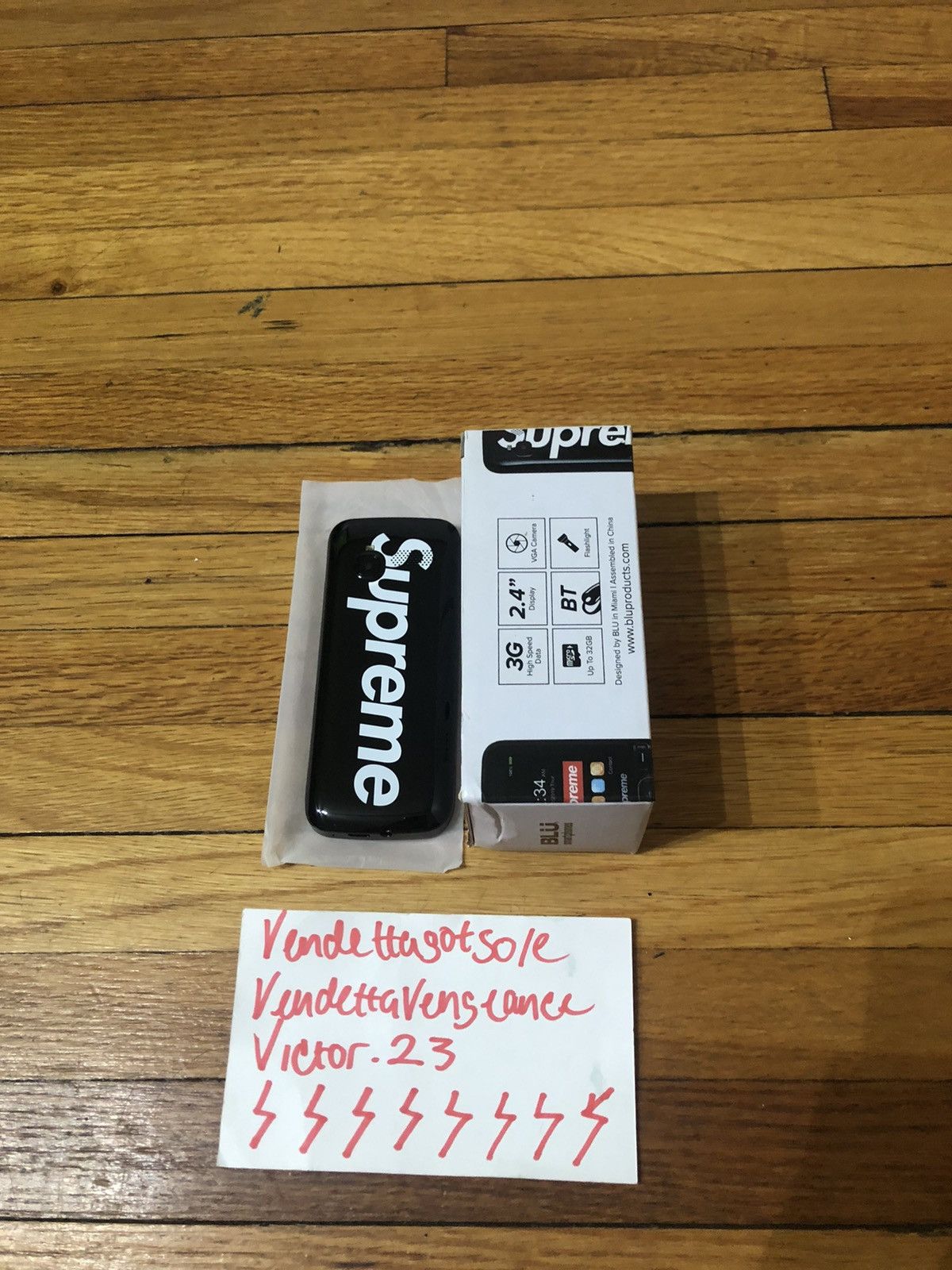 Supreme BLU Burner Black Bogo Box Logo Phone Trap FW19