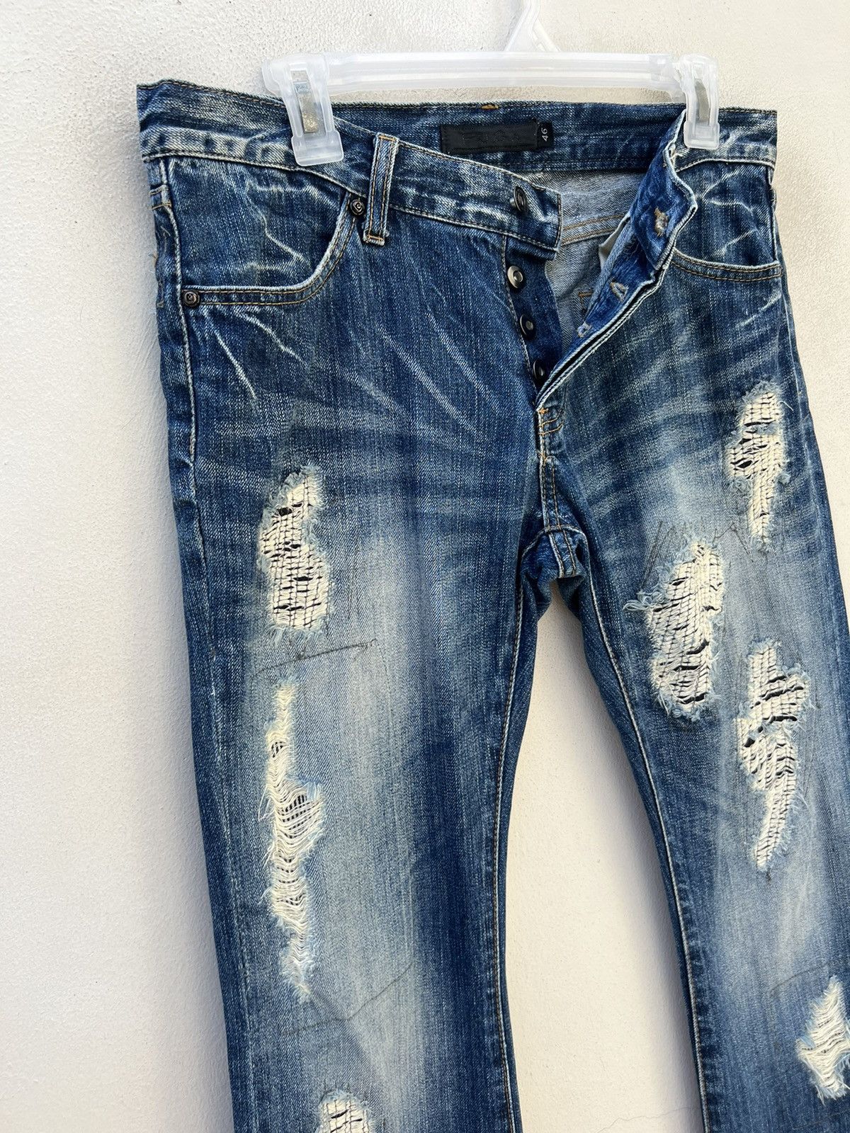 Japanese Brand × Vanquish × Vintage Vintage FUGA Japan Rips Distress Denim Flare Jeans Size US 31 - 8 Thumbnail