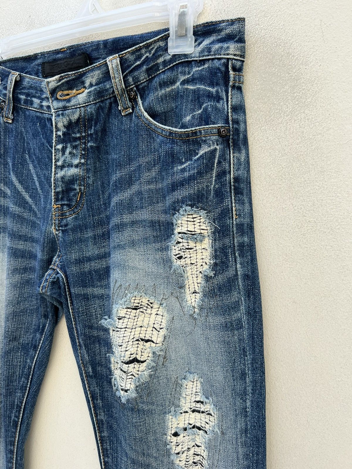Japanese Brand × Vanquish × Vintage Vintage FUGA Japan Rips Distress Denim Flare Jeans Size US 31 - 11 Thumbnail