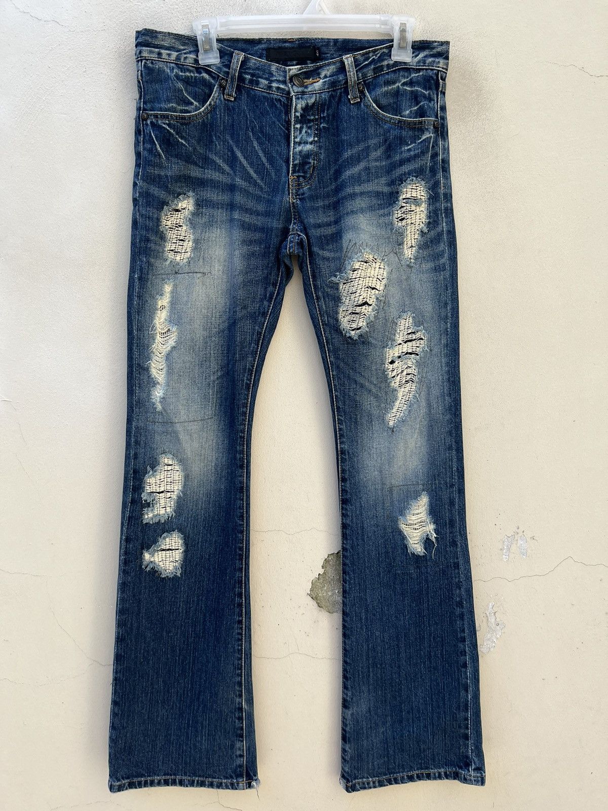 Japanese Brand × Vanquish × Vintage Vintage FUGA Japan Rips Distress Denim Flare Jeans Size US 31 - 6 Thumbnail