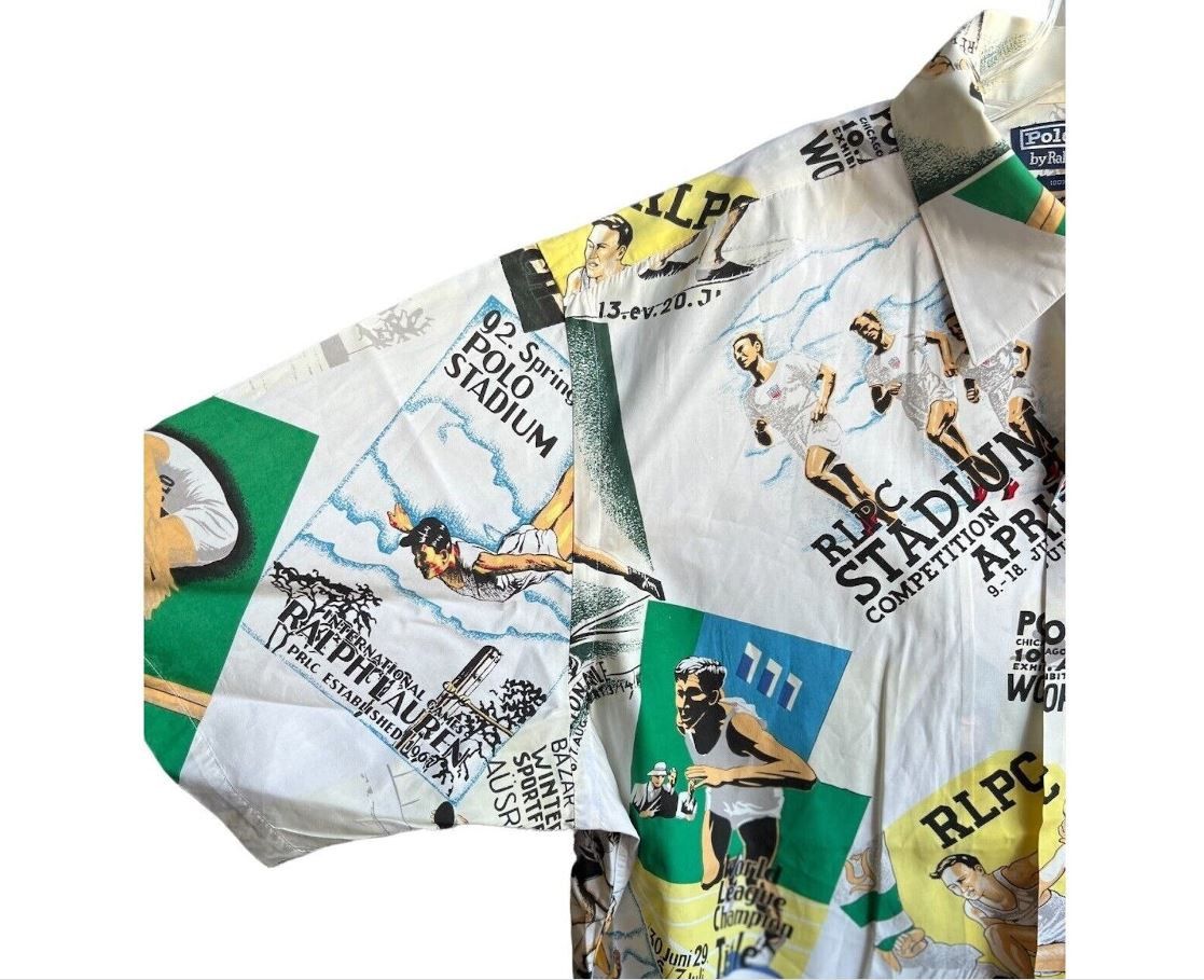 Vintage Polo Ralph Lauren Stadium Cartoon Button Down Large