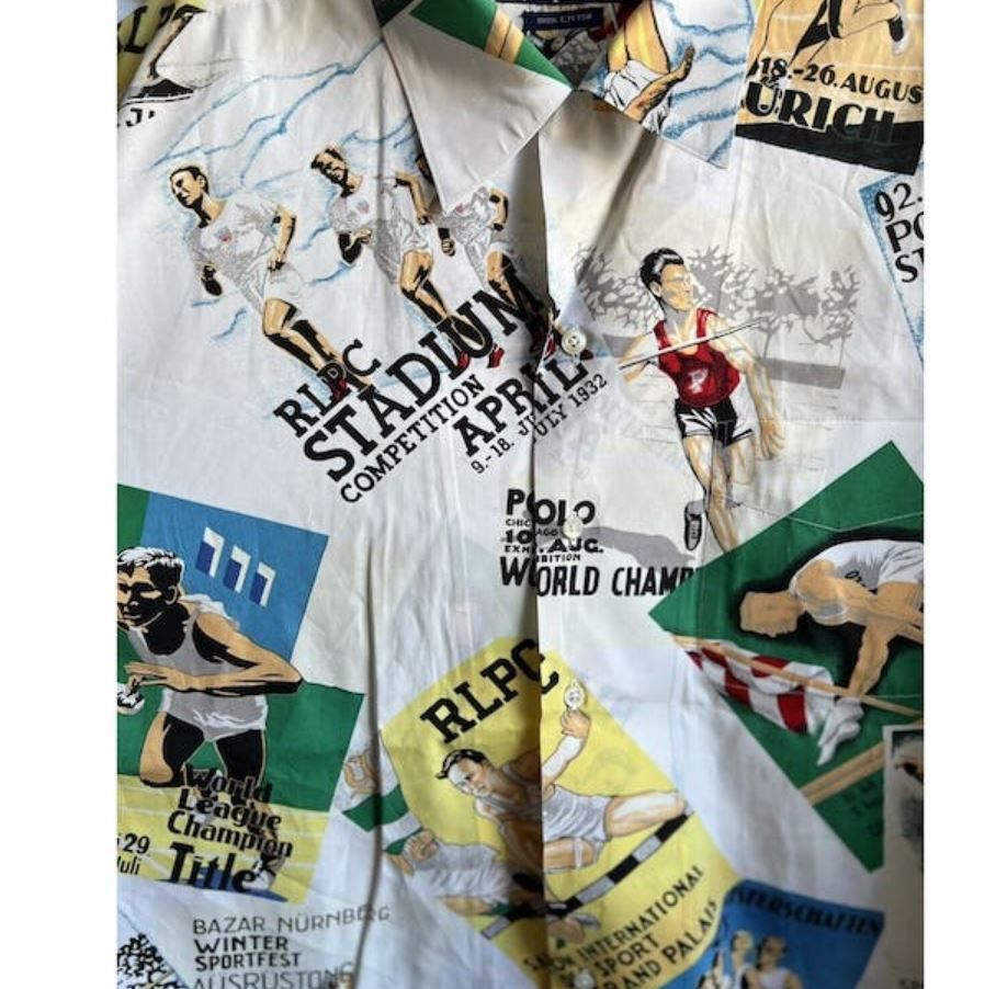 Vintage Polo Ralph Lauren Stadium Cartoon Button Down Large