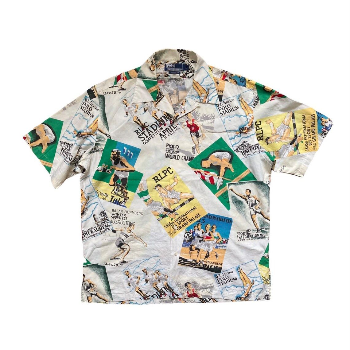 Vintage Polo Ralph Lauren Stadium Cartoon Button Down Large