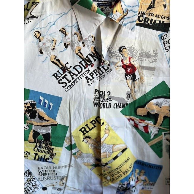 Vintage Polo Ralph Lauren Stadium Cartoon Button Down Large