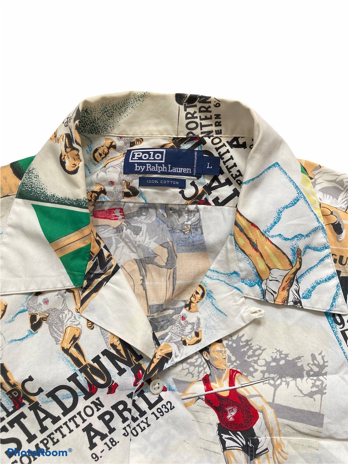 Vintage Polo Ralph Lauren Stadium Cartoon Button Down Large
