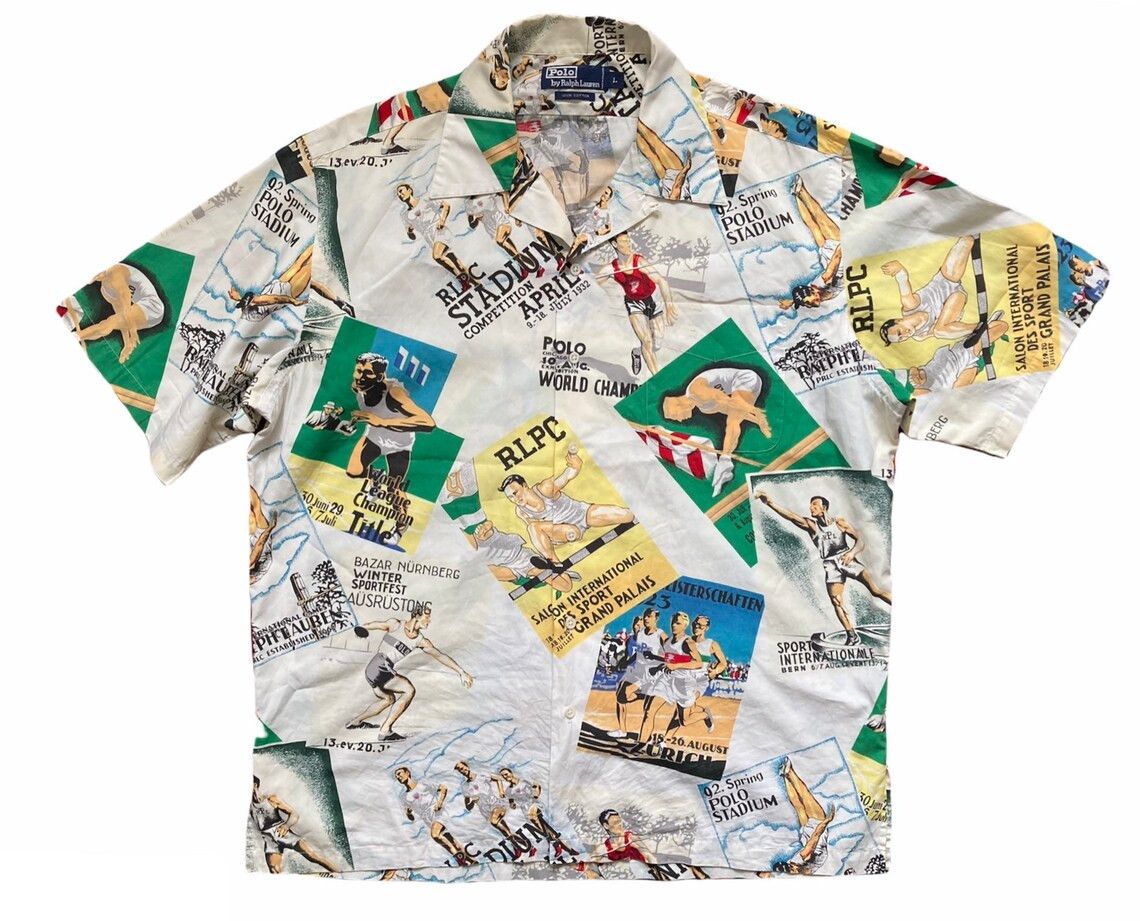 Vintage Polo Ralph Lauren Stadium Cartoon Button Down Large