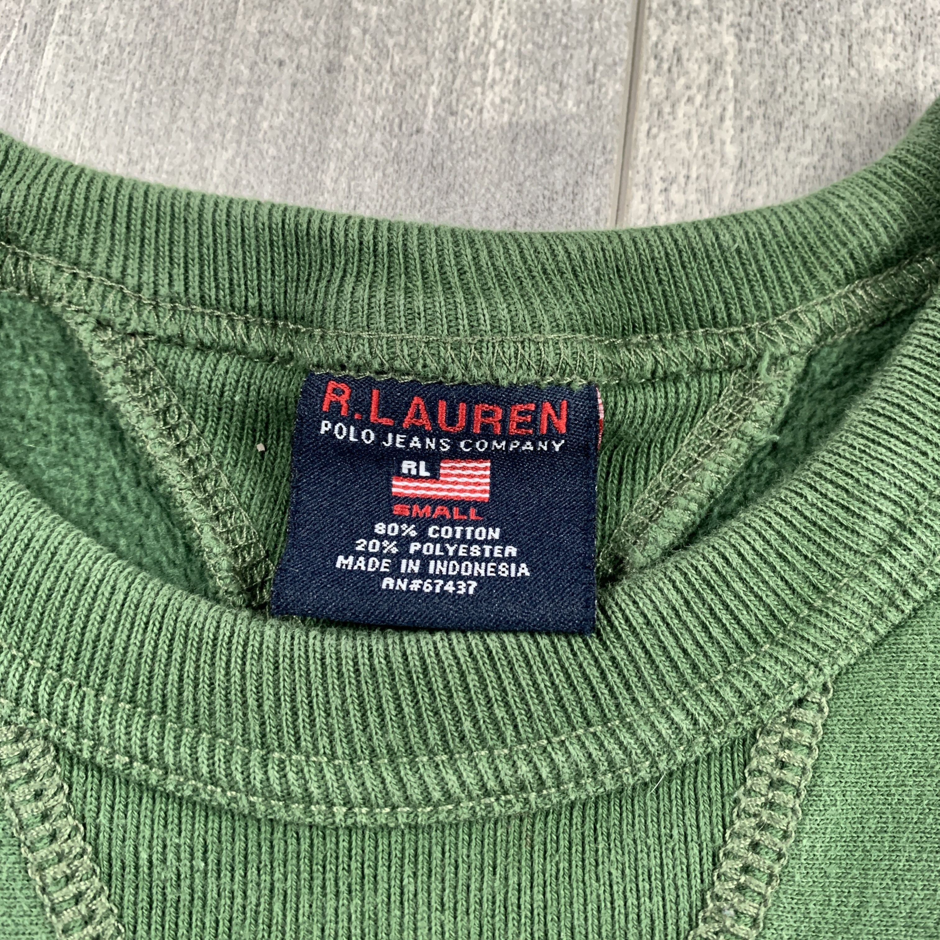 Polo Ralph Lauren Vintage Polo Jeans Co Forest Green Spell Out Crewneck RL Size US S / EU 44-46 / 1 - 6 Thumbnail