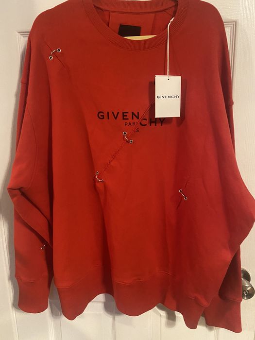 Givenchy red hot sale ripped hoodie