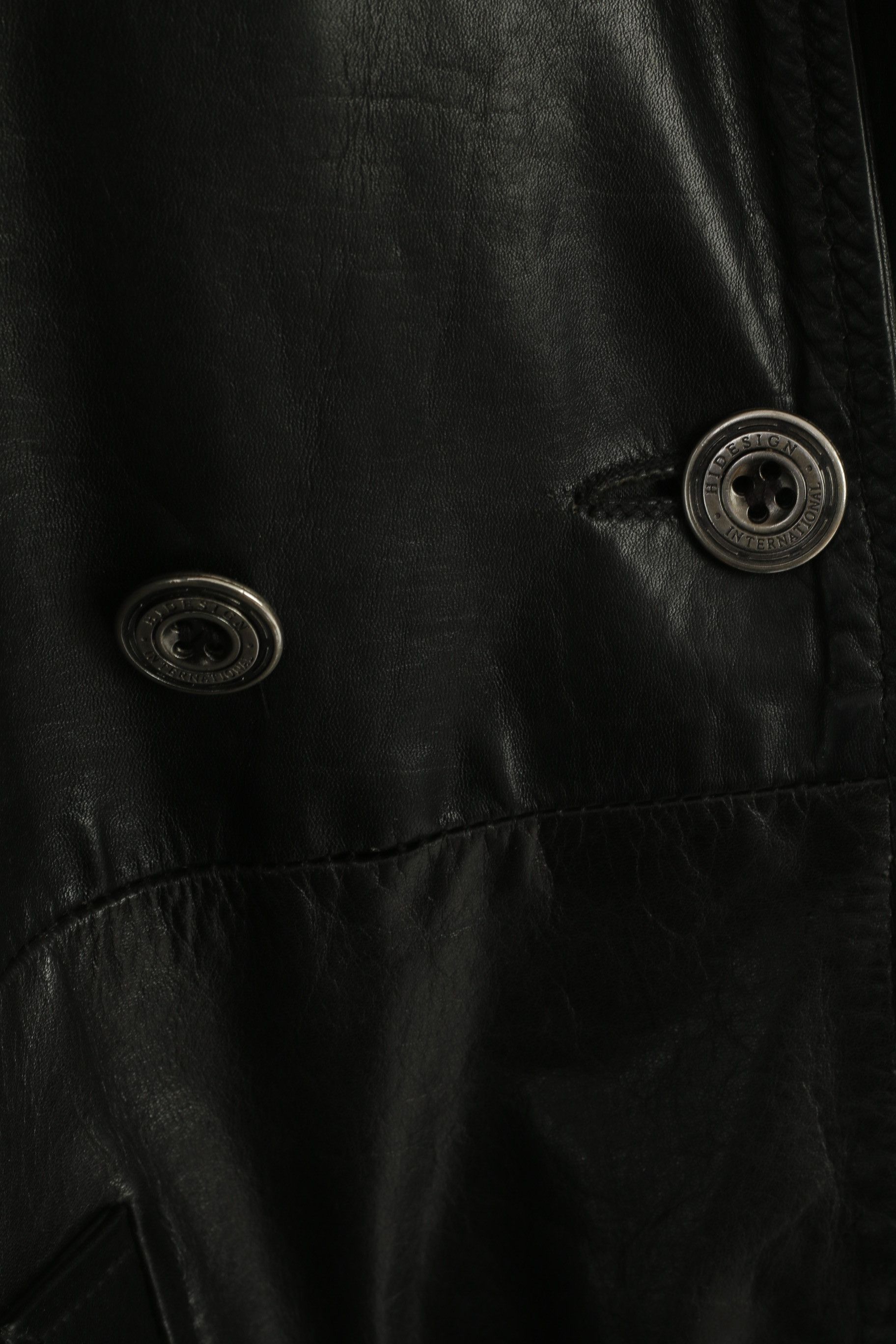 Leather × Vintage Hidesign Women XL (L) Coat Black Leather Shiny 7298 Size XL / US 12-14 / IT 48-50 - 6 Thumbnail