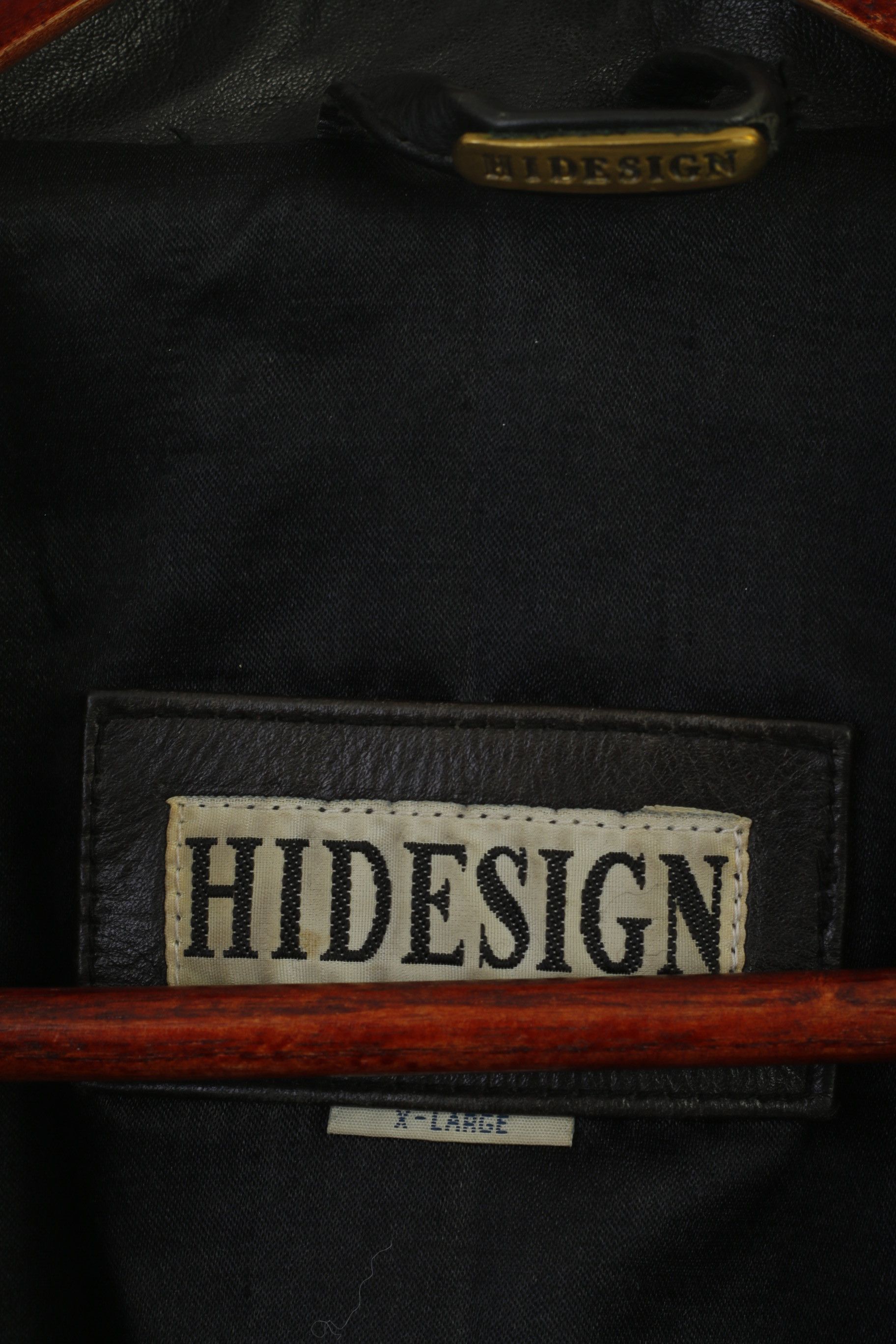 Leather × Vintage Hidesign Women XL (L) Coat Black Leather Shiny 7298 Size XL / US 12-14 / IT 48-50 - 3 Thumbnail