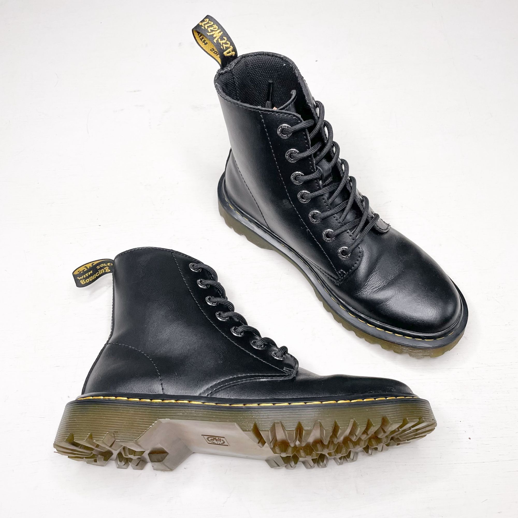 Dr. Martens Dr. Martens Black Leather Luana Lace Up Combat Ankle Boots ...