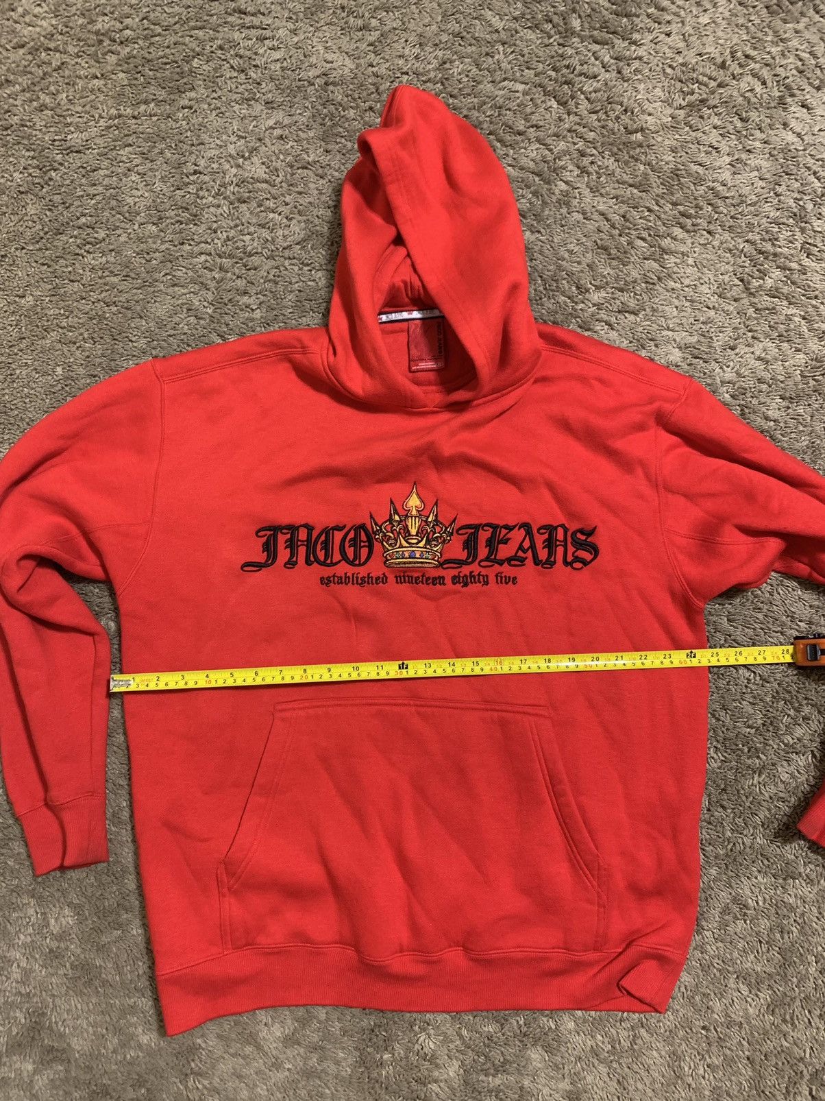 Vintage Jnco Jeans popular “Red & Gold Crown” hoodie 90s size XL