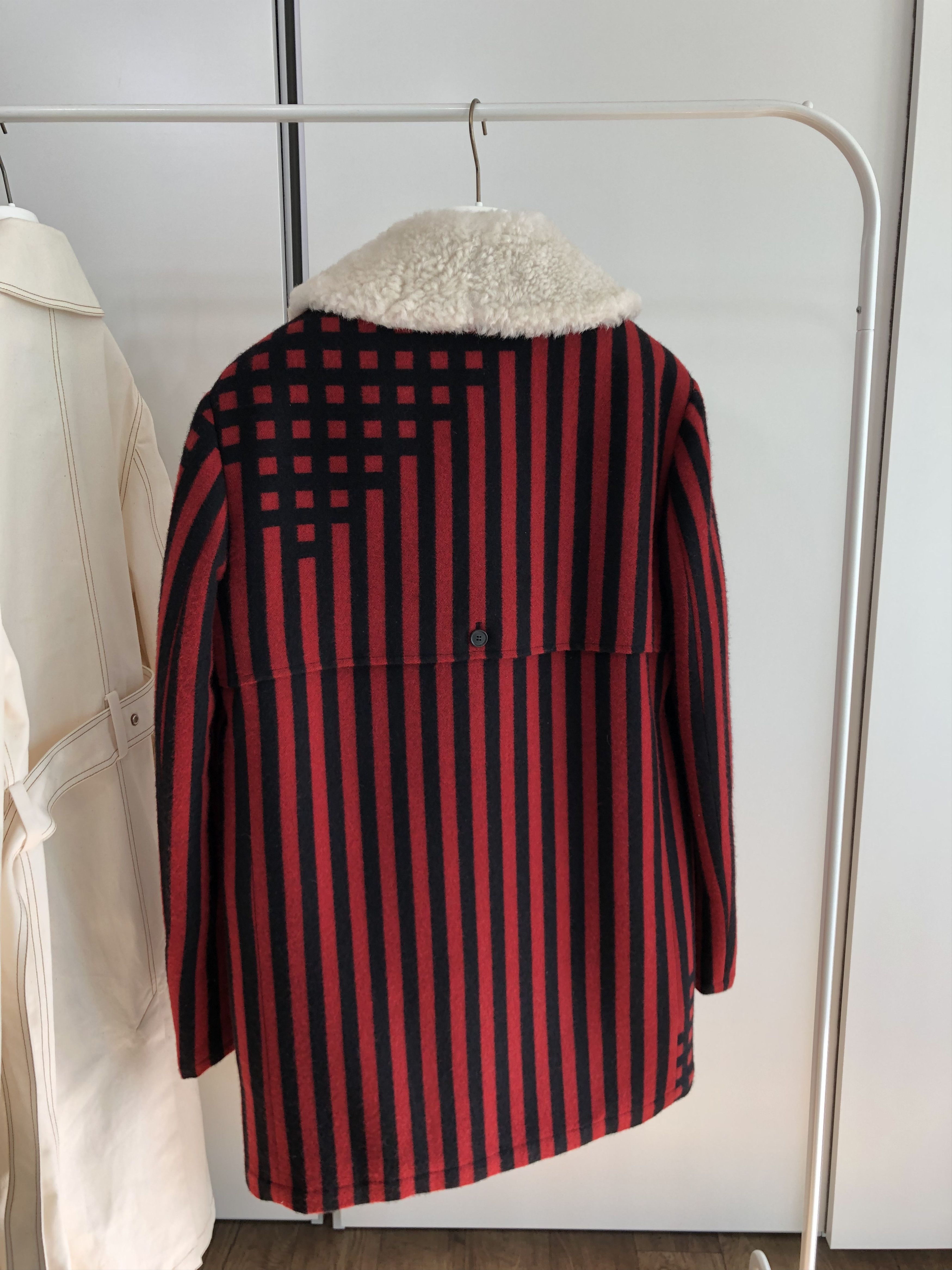 Loewe LOEWE Silk-Blend Striped Shearling Jacket Size US S / EU 44-46 / 1 - 2 Thumbnail