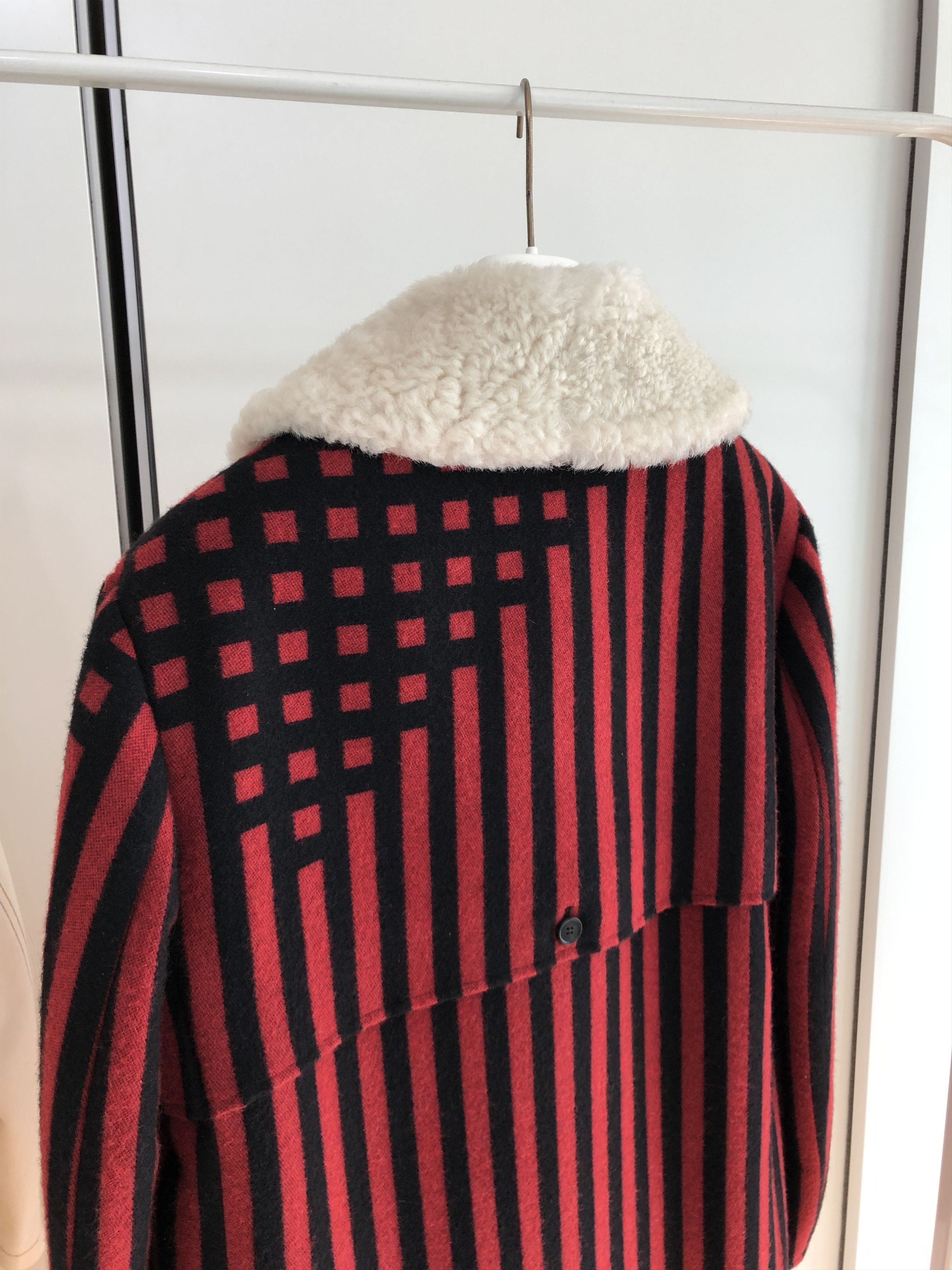 Loewe LOEWE Silk-Blend Striped Shearling Jacket Size US S / EU 44-46 / 1 - 3 Thumbnail