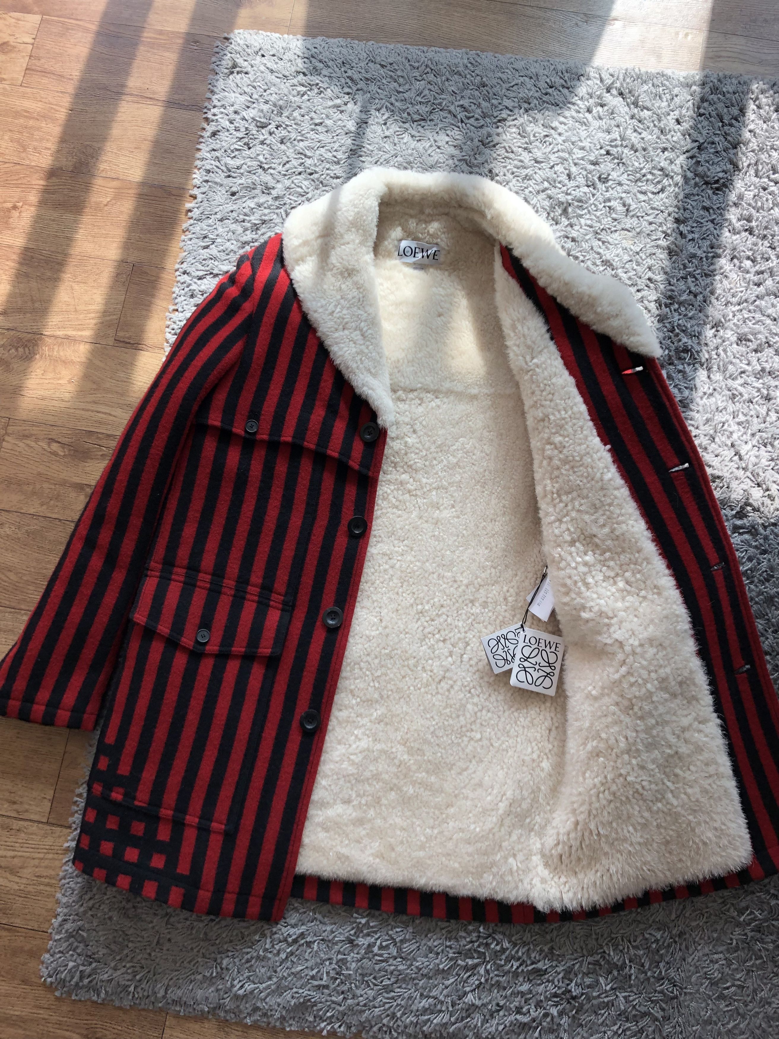Loewe LOEWE Silk-Blend Striped Shearling Jacket Size US S / EU 44-46 / 1 - 5 Thumbnail