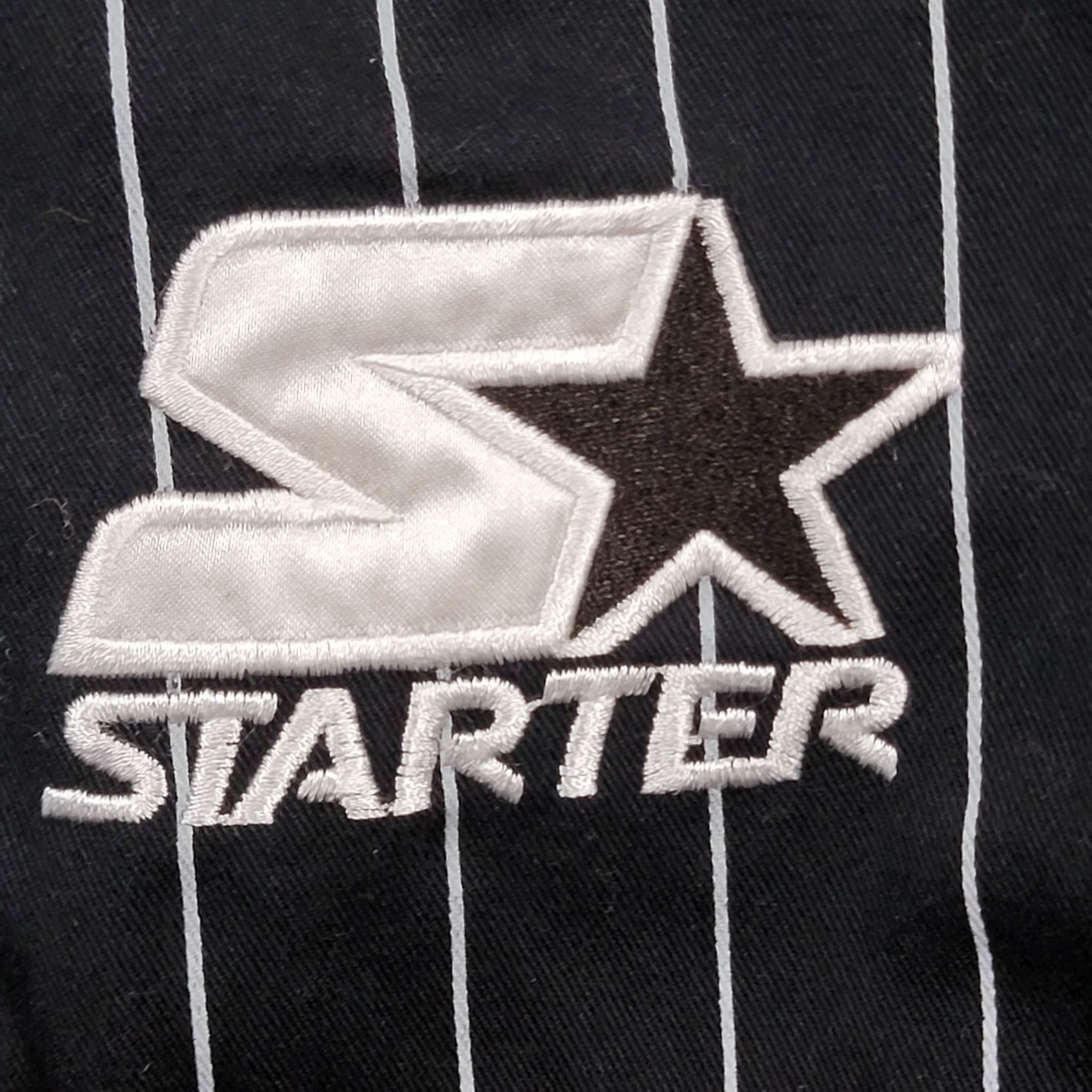 NBA × Starter × Vintage Chicago Bulls Vintage 90s Starter Pinstripe Overalls Shorts Size US 32 / EU 48 - 4 Thumbnail