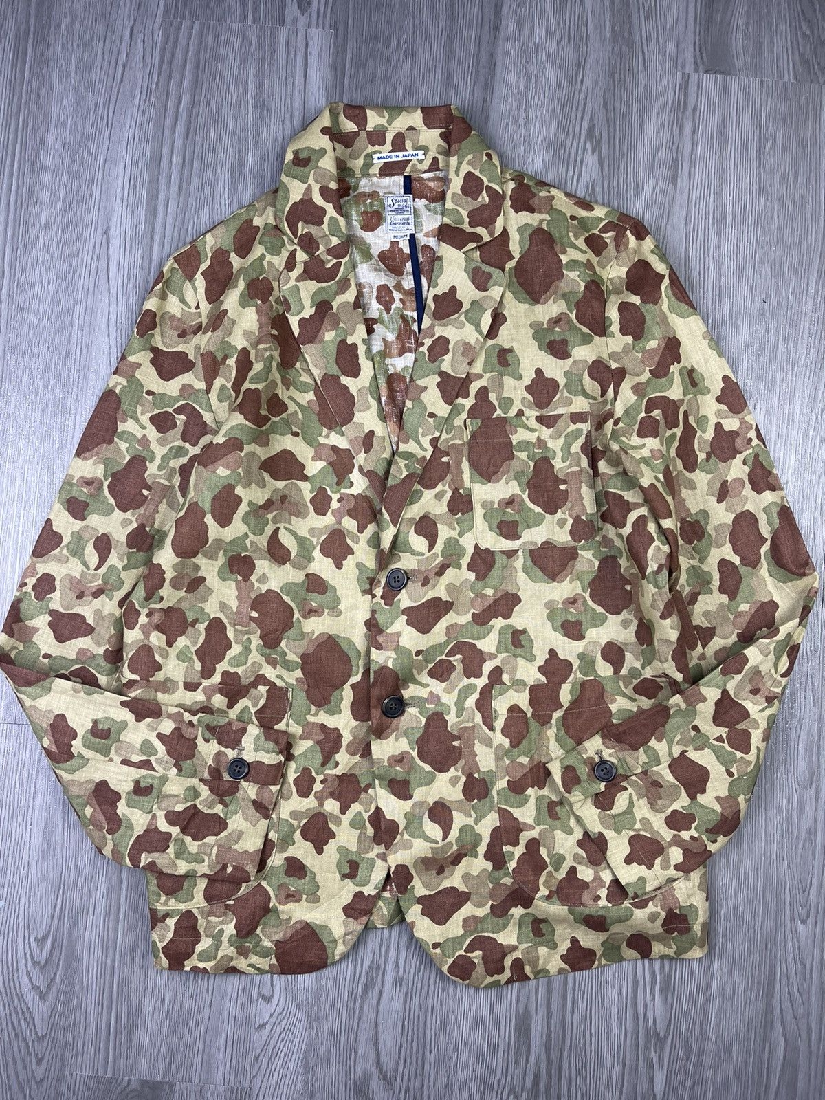 Japanese Brand Special Made Universal Garments Japan linen camo jacket Size US M / EU 48-50 / 2 - 3 Thumbnail