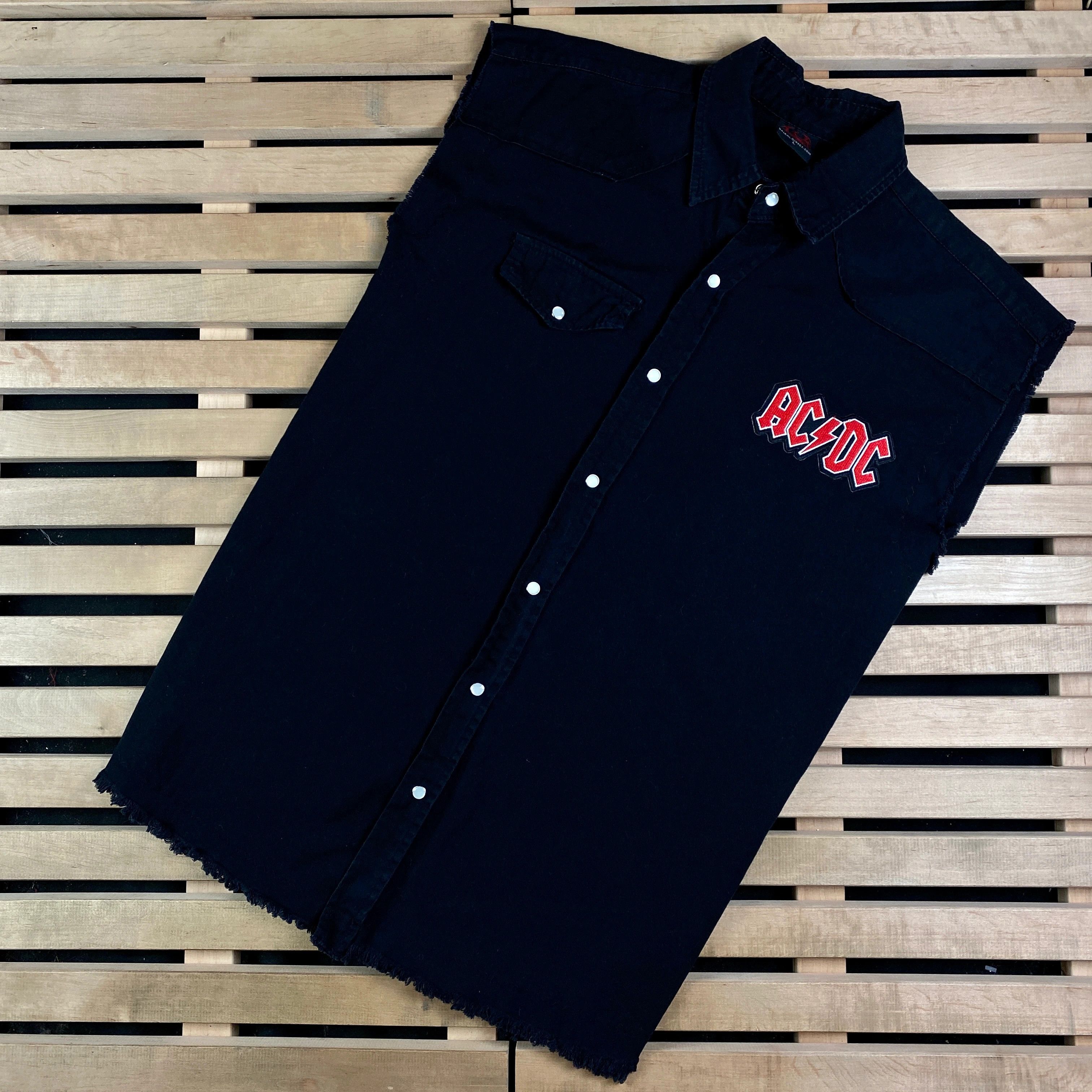 AC/DC × Band Tees × Vintage Mens Vest Denim ACDC AC/DC Size L Vintage Size US L / EU 52-54 / 3 - 1 Thumbnail